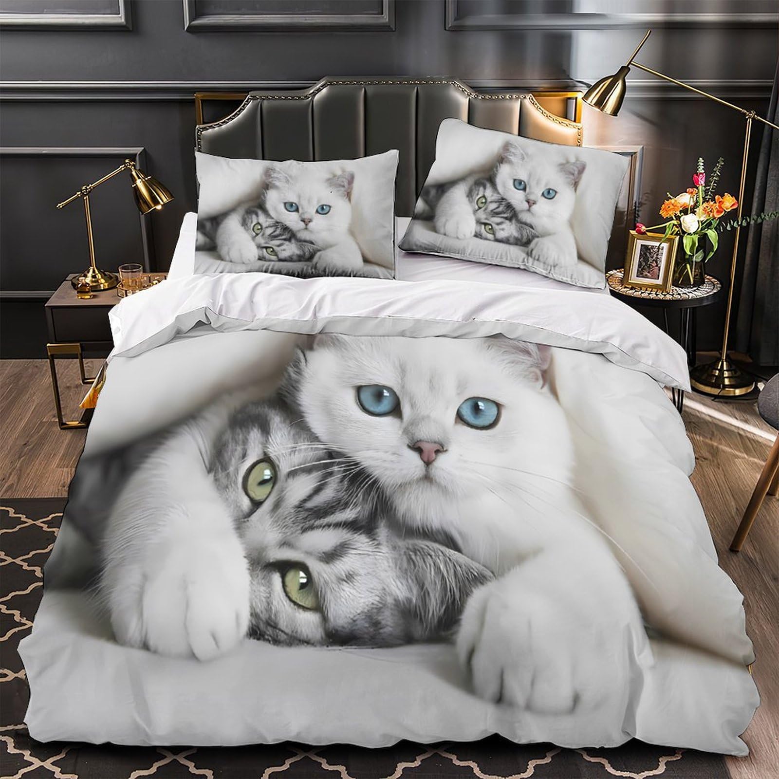 Housse de couette chatons mignons imprimé 3D pour célébrer l'amour au quotidien