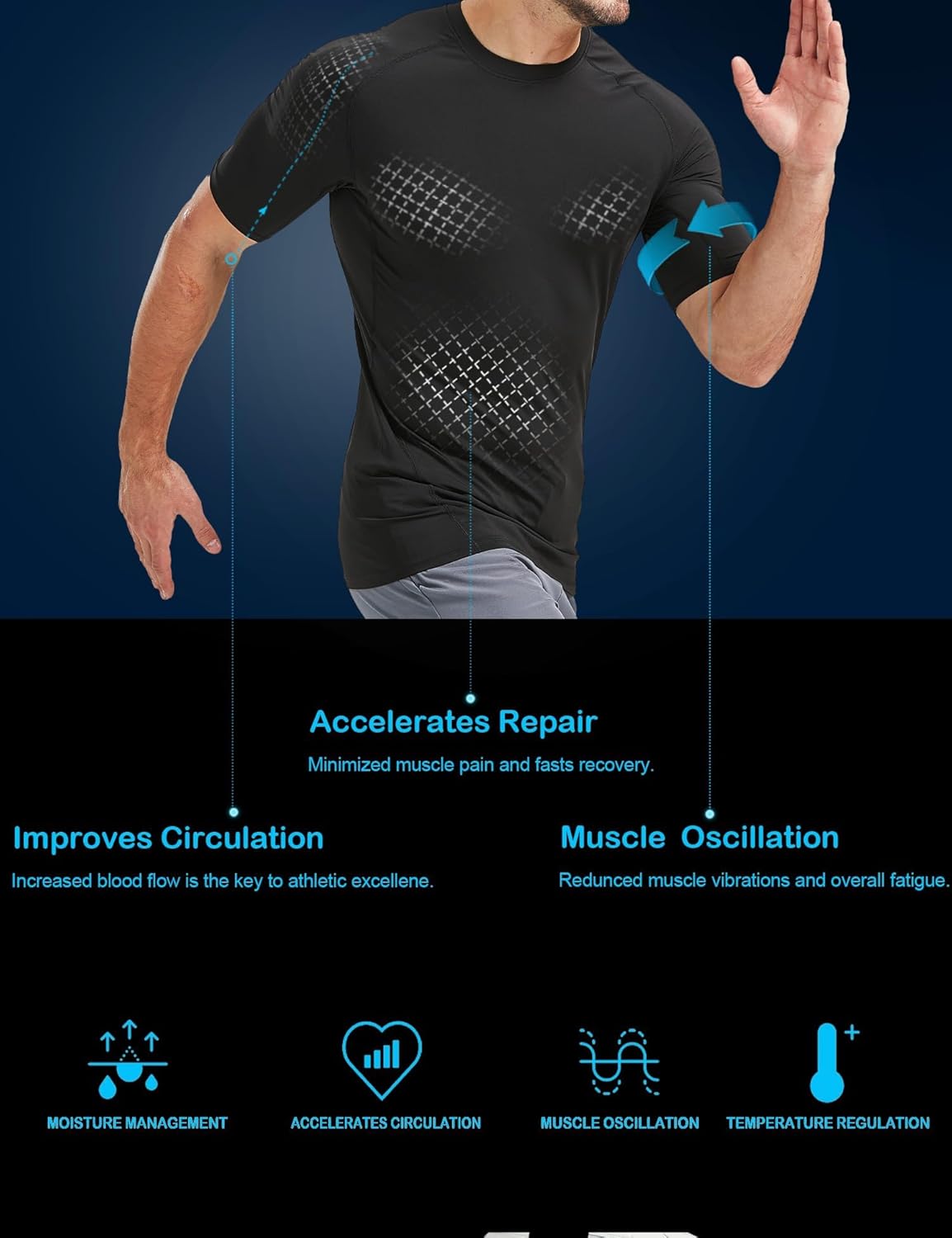 Dalavch 5 Pack Men’s Compression Shirts Short Sleeve Cool Dry Sports Athletic Workout Base Layer Undershirt T-Shirt Tops - Image 3