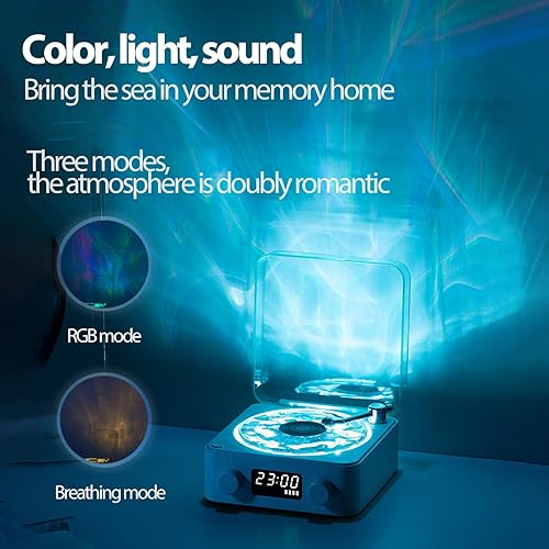 Miniatura 4 de Vikye Altavoz estilo tocadiscos con altavoz pequeño con pantalla de hora y luz nocturna, altavoz multifunción para dormitorios, salas de estar,