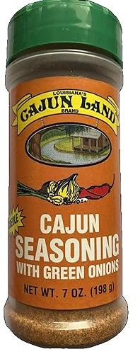 Cajun Land Condimento cajún con cebollas verdes (sin mezcla de MSG), coctelera de 7 onzas