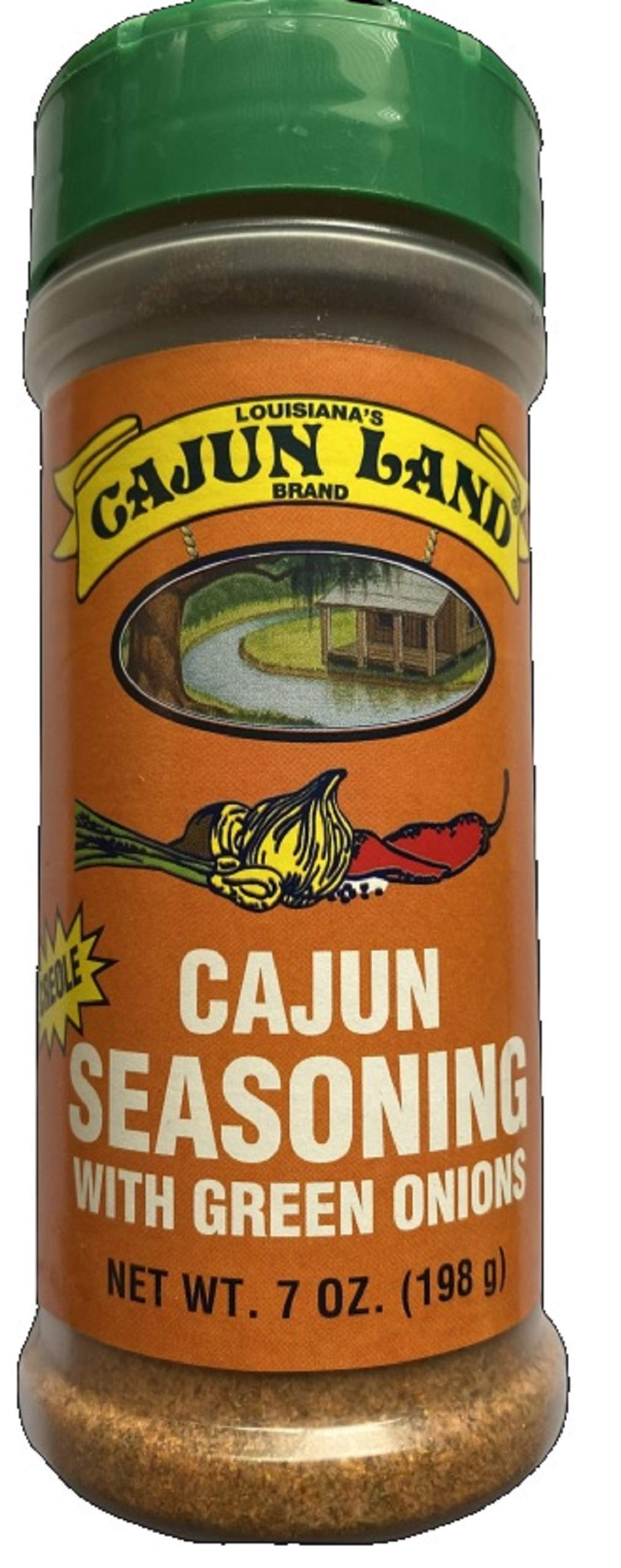 Cajun Land Cajun Seasoning With Green Onions (No MSG blend), 7 Ounce Shaker