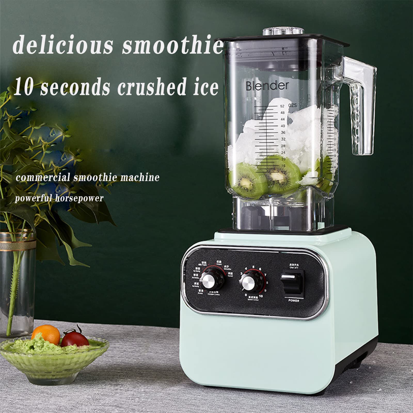 Frullatore, frullatore commerciale da 2 litri con 10 velocità e funzione spoiler tridimensionale, con 8 lame in acciaio inossidabile, motore di potenza da 1600 W, può preparare frullati o frappè e a