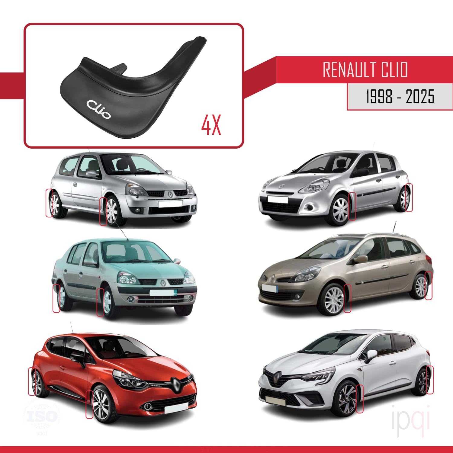 RE&AR Tuning Kompatybilny z Renault Clio 1998-2025 przód + tył, 4-częściowy zestaw