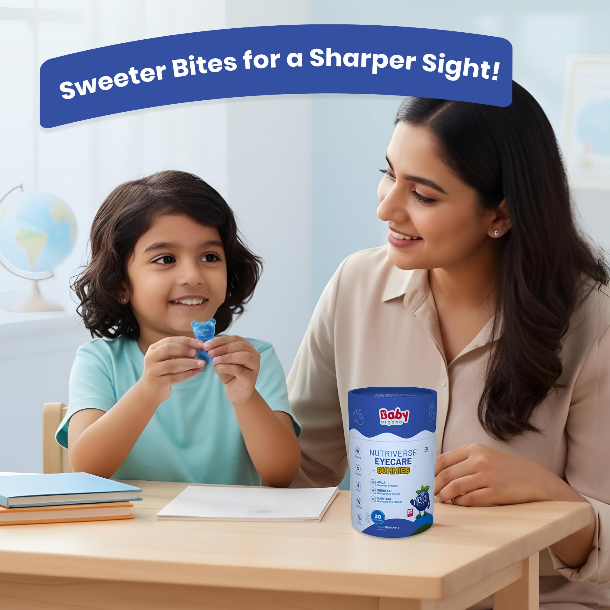 BabyOrgano® Nutriverse Eye Care Gummies for Kids (2-15 Years)– Sharper Vision and Healthy Eyes with Natural Ingredients - New Launch (Blueberry) - Image 8 thumbnail