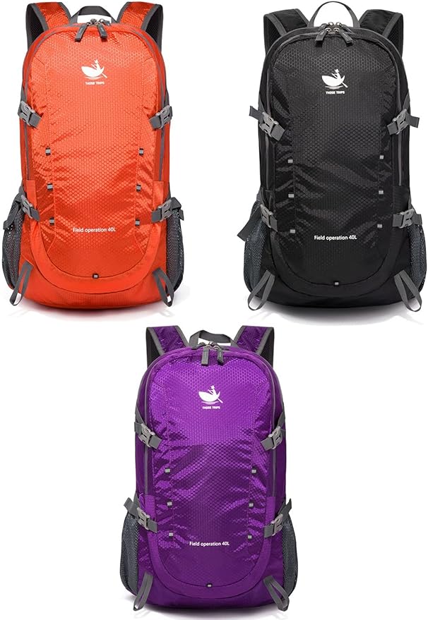 Mochila Plegable 40L Naranja impermeable Nylon para Senderismo Viaje Camping miniatura 8