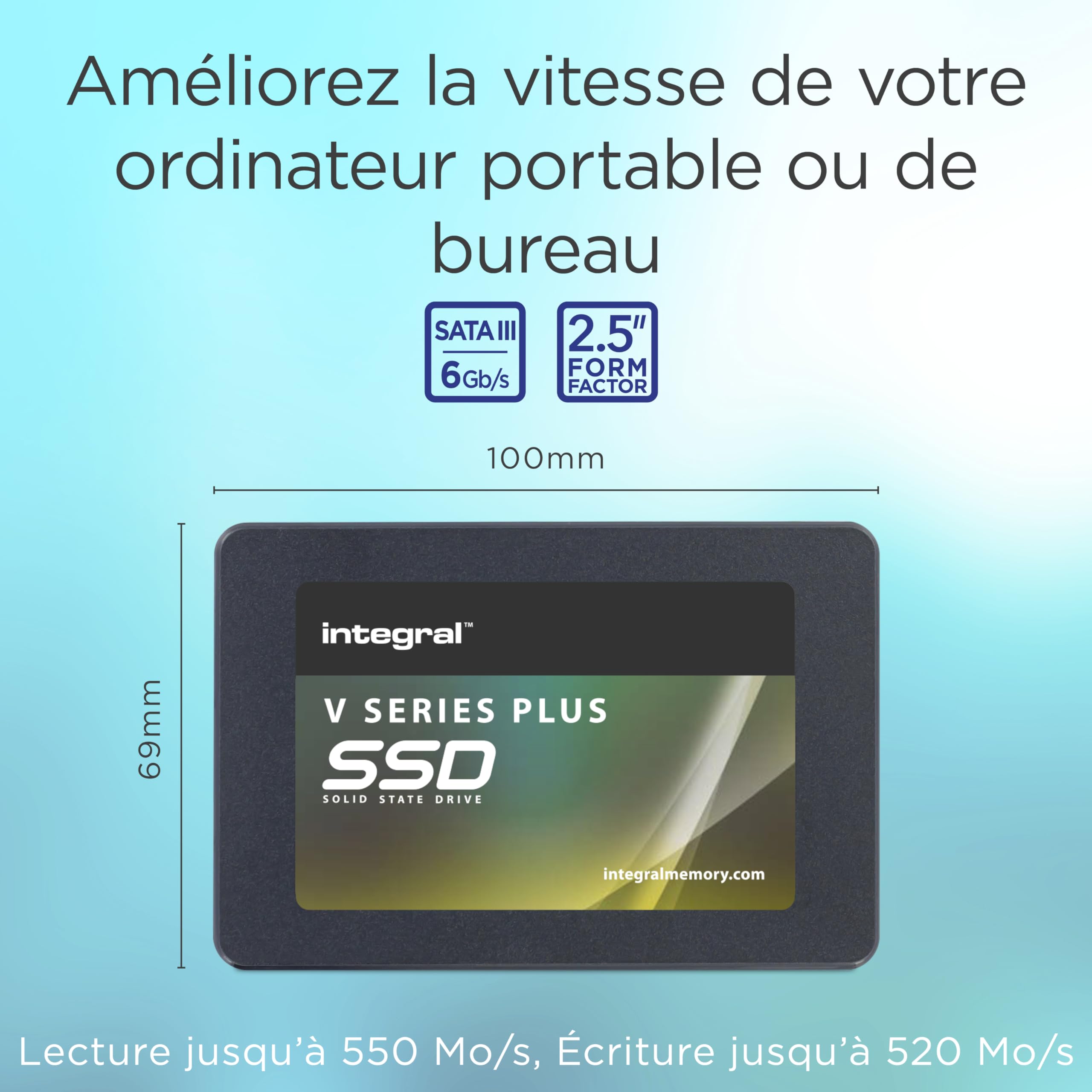 Integral V SATA 1TB III 2.5 Wewnętrzny dysk twardy SSD, odczyt do 550 MB/s, 520 MB/s zapisu, 2 TB