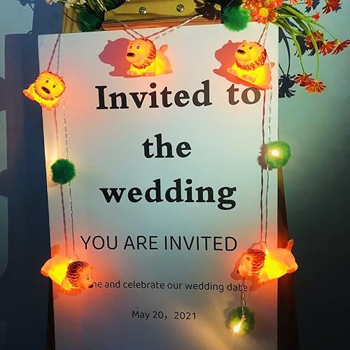 Miniatura 5 de Guirnalda de 10 luces LED con forma de león con forma de animal de 5.4 pies, guirnalda de luces con pompón de león para patio, jardín, hogar,