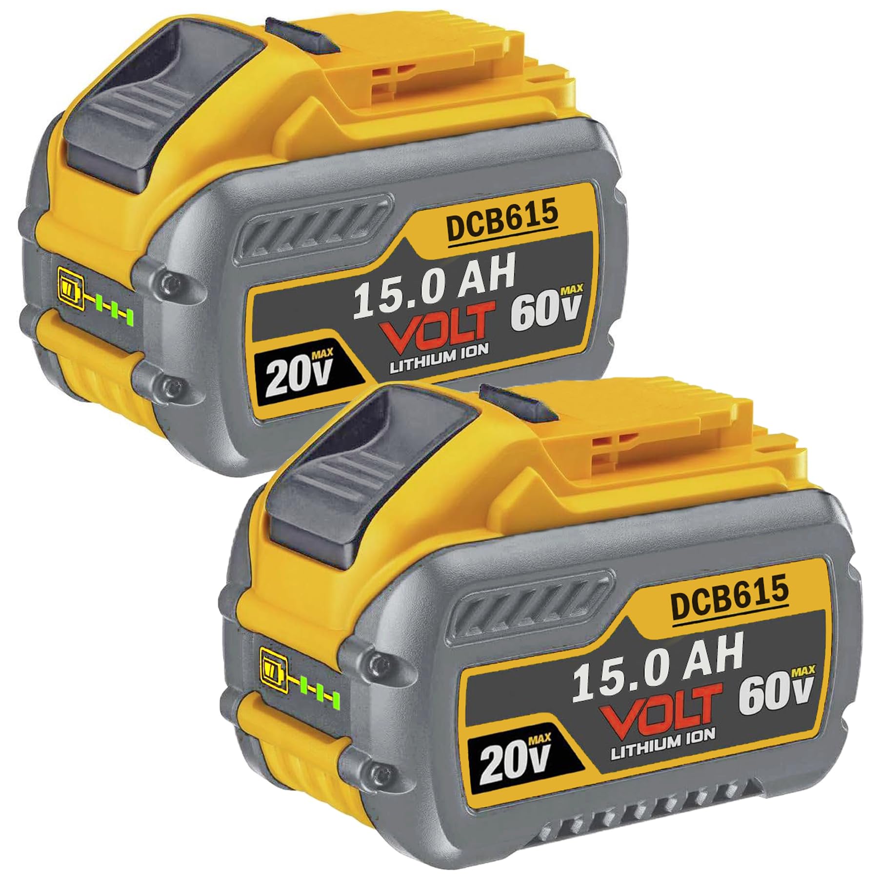 LONG FIT 2PACKS 60V MAX 15000mAh Replace for DeWalt Battery DCB606 DCB609 DCB612 DCB615 Compatible with DeWalt 20V/60V Power Tools and Chargers