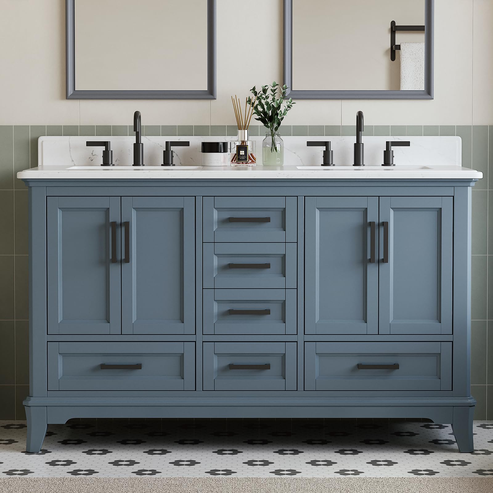 DELUXE LIVING 60-inch Double Sink Vanity