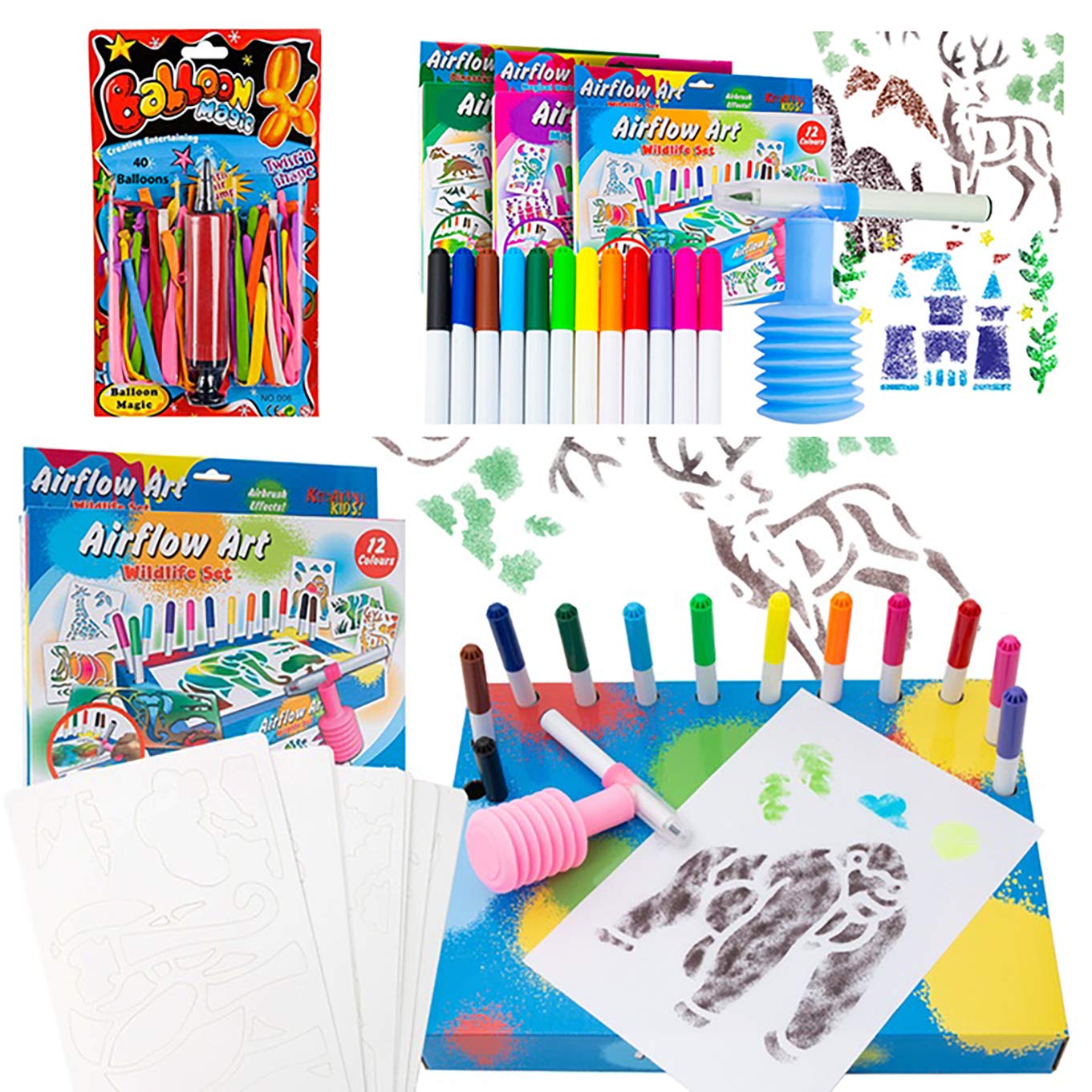 Buy QualSave AIRFLOW ART SET 12 Colours Airbrush Set, Airflow Pen, 8