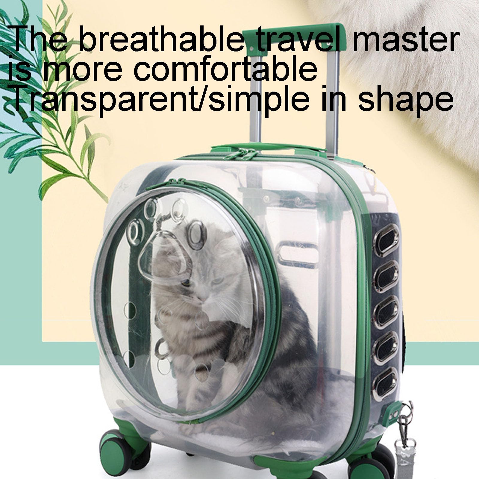 Maletín transparente para mascotas, mango telescópico de 3 etapas, vista panorámica, ventilación transpirable, apto para gatos y perros