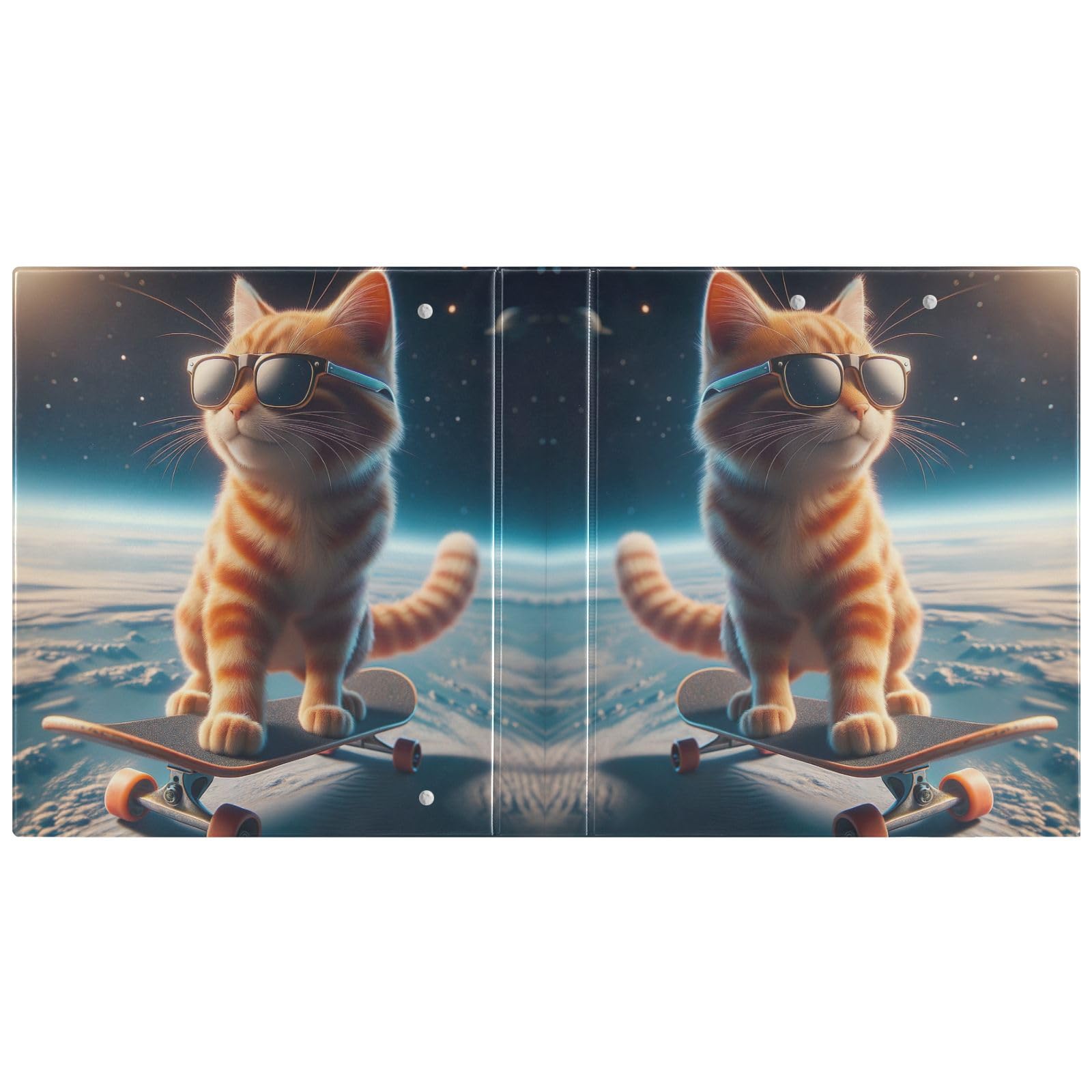 Cool Space Cat - Raccoglitore a 3 anelli da 3,8 cm, resistente, con 3 tasche interne, decorativo, per materiale scolastico, confezione da 2