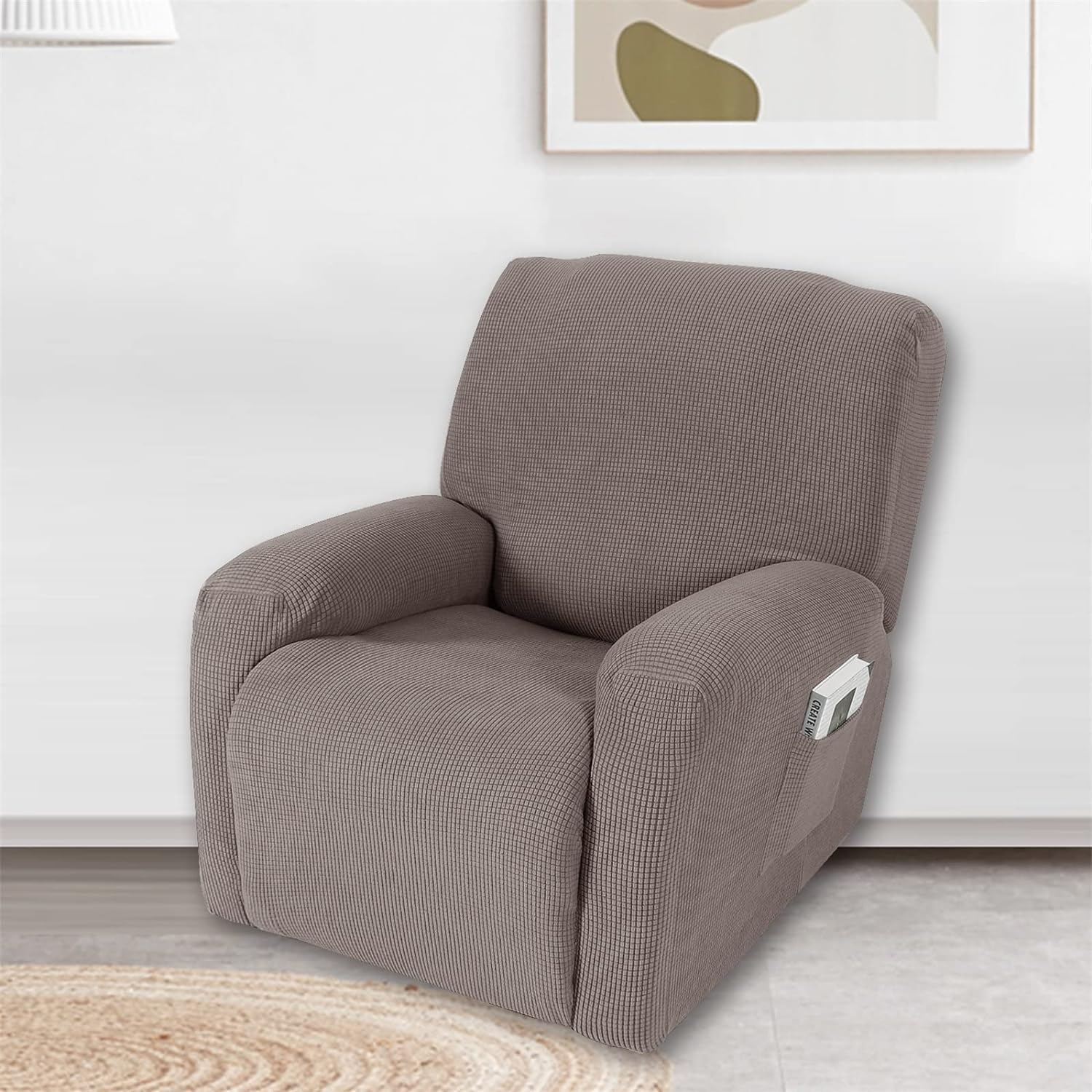 Recliner Chair Cover 4 Piece,Polyester Stretch Recliner Slipcover,Furniture Protector,Sofa Protector Washable (H)