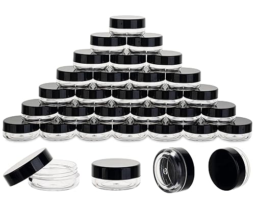 200 recipientes de muestra de 0.11 onzas, recipientes transparentes para bálsamo labial con tapas, pequeños frascos de muestra de plástico con 12