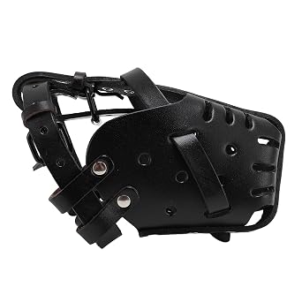 Dog Muzzle Adjustable Fit Comfortable Faux Leather Basket Muzzle