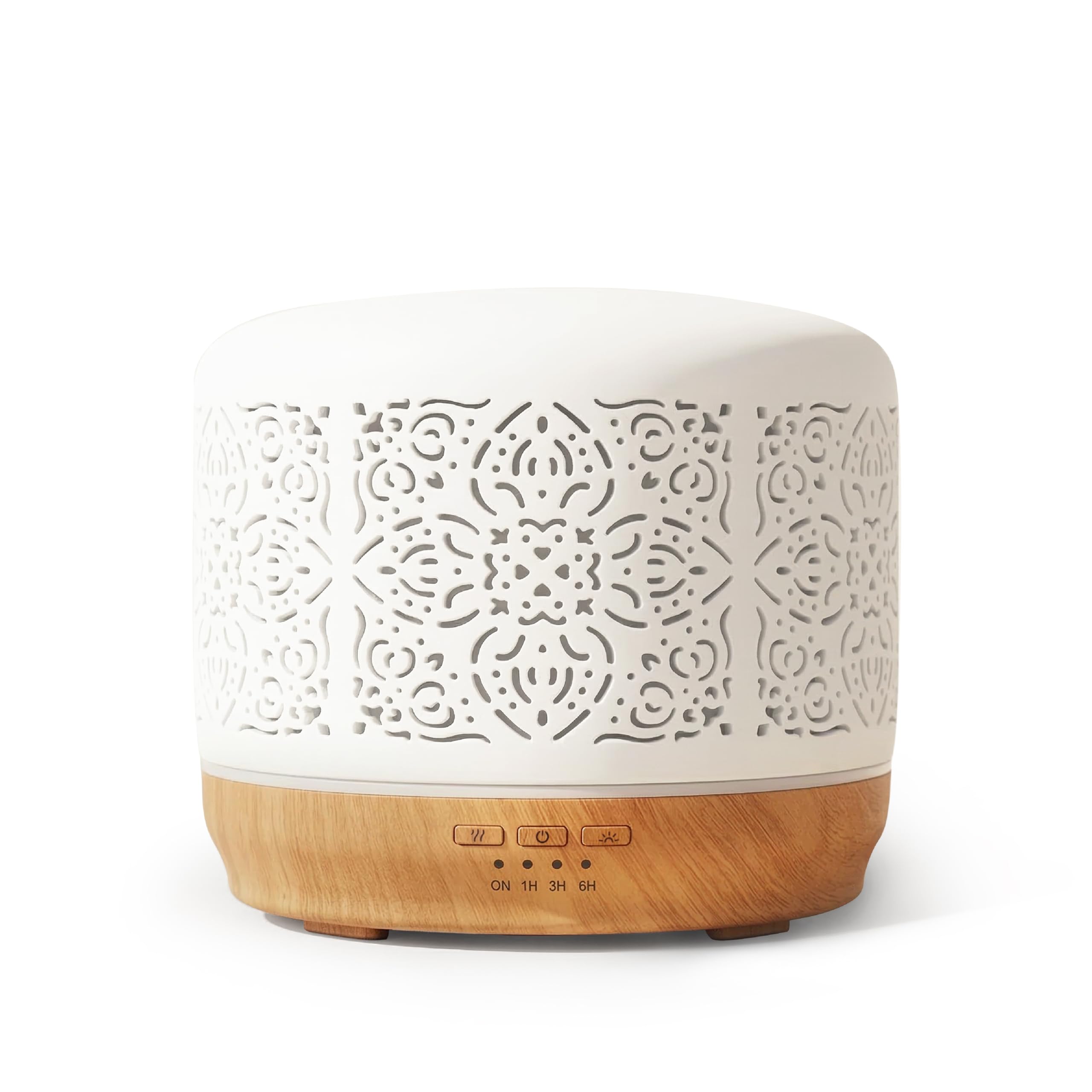 Earnest Living Großer Aroma Diffusor 500 ml - Weißer Keramik Ultraschall-Diffusor für ätherische Öle, leiser Luftbefeuchter mit Timer, 7 Lichtfarben & Auto-Off - für Schlaf & Home Office