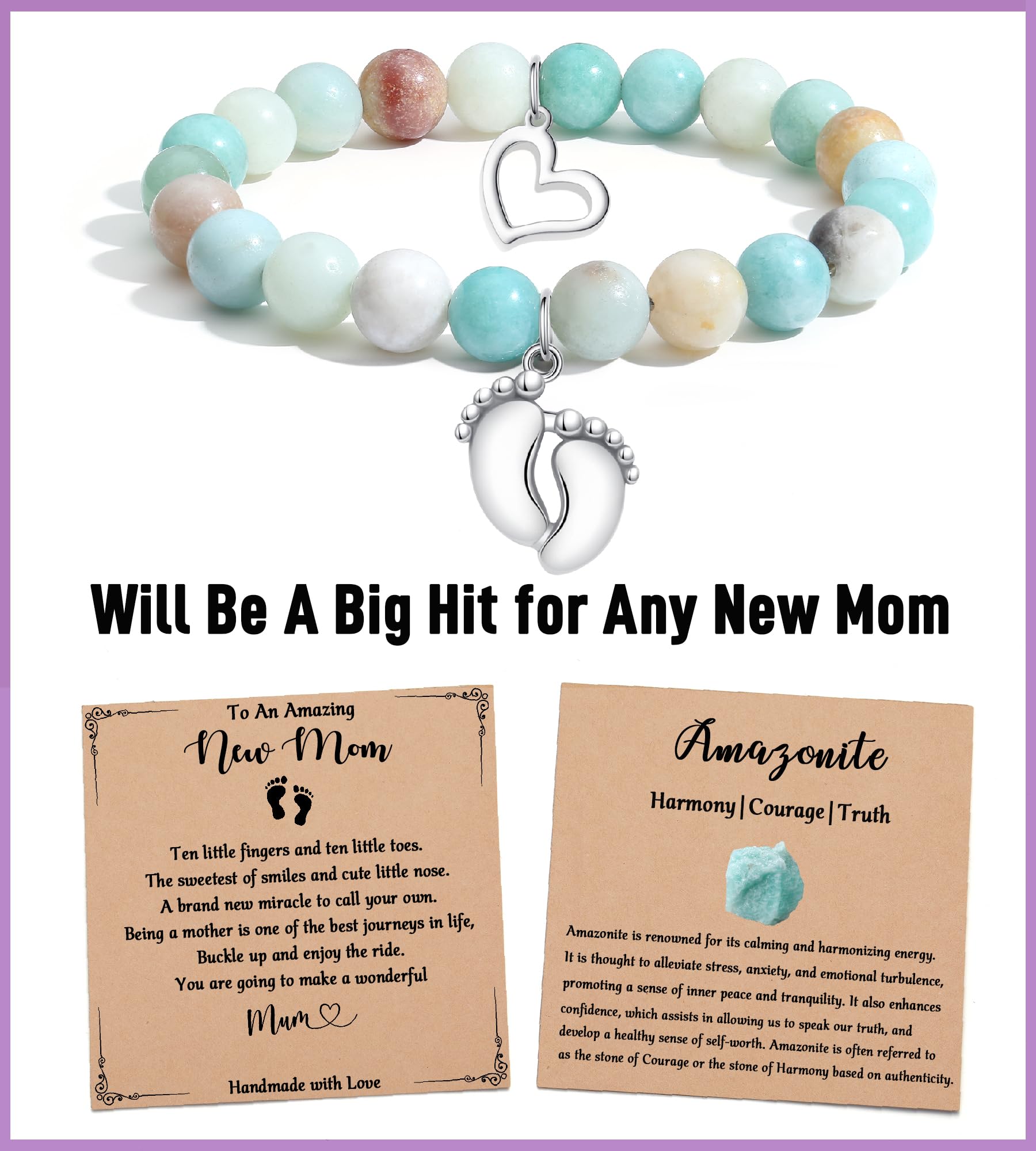 TONY & SANDY New Mom Gifts, Beaded Bracelets for First Time Mom Gifts on Mother's Day, Easter, Birthday, Christmas