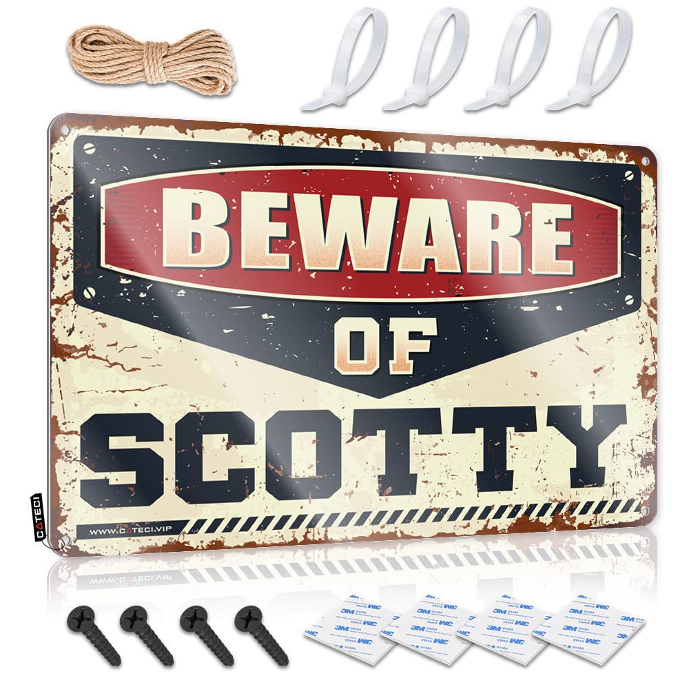 STWNVOITV Metal Man Cave Sign Beware Of Scotty Tin Sign Little Man Cave Sign Funny Decor For Bar(30X40CM)