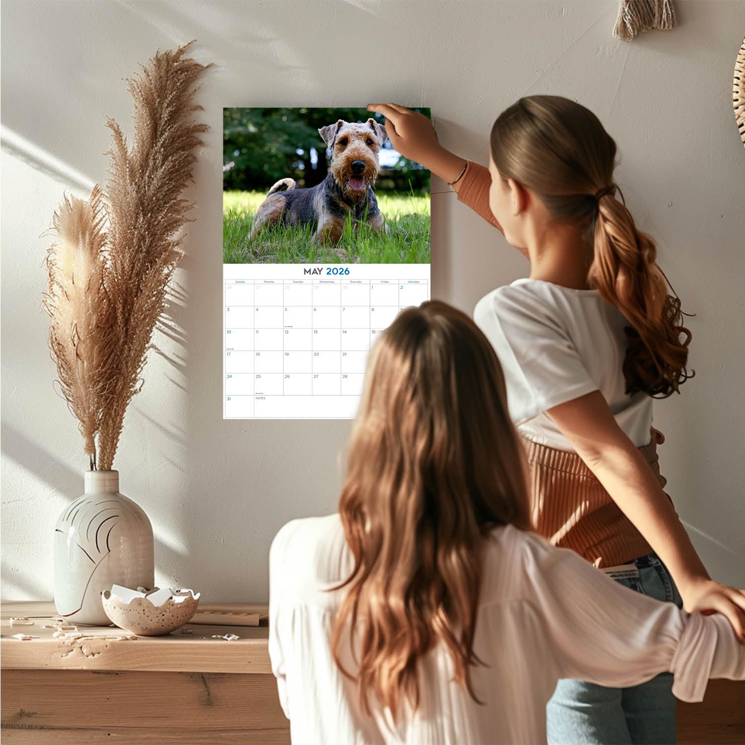 Calendario 2024 2025 Airedale – Calendario mensual de pared de raza de perro – 12 x 18 pulgadas abierto – Papel grueso que no se corre – Regalo – Calendario académico para profesores organizando y