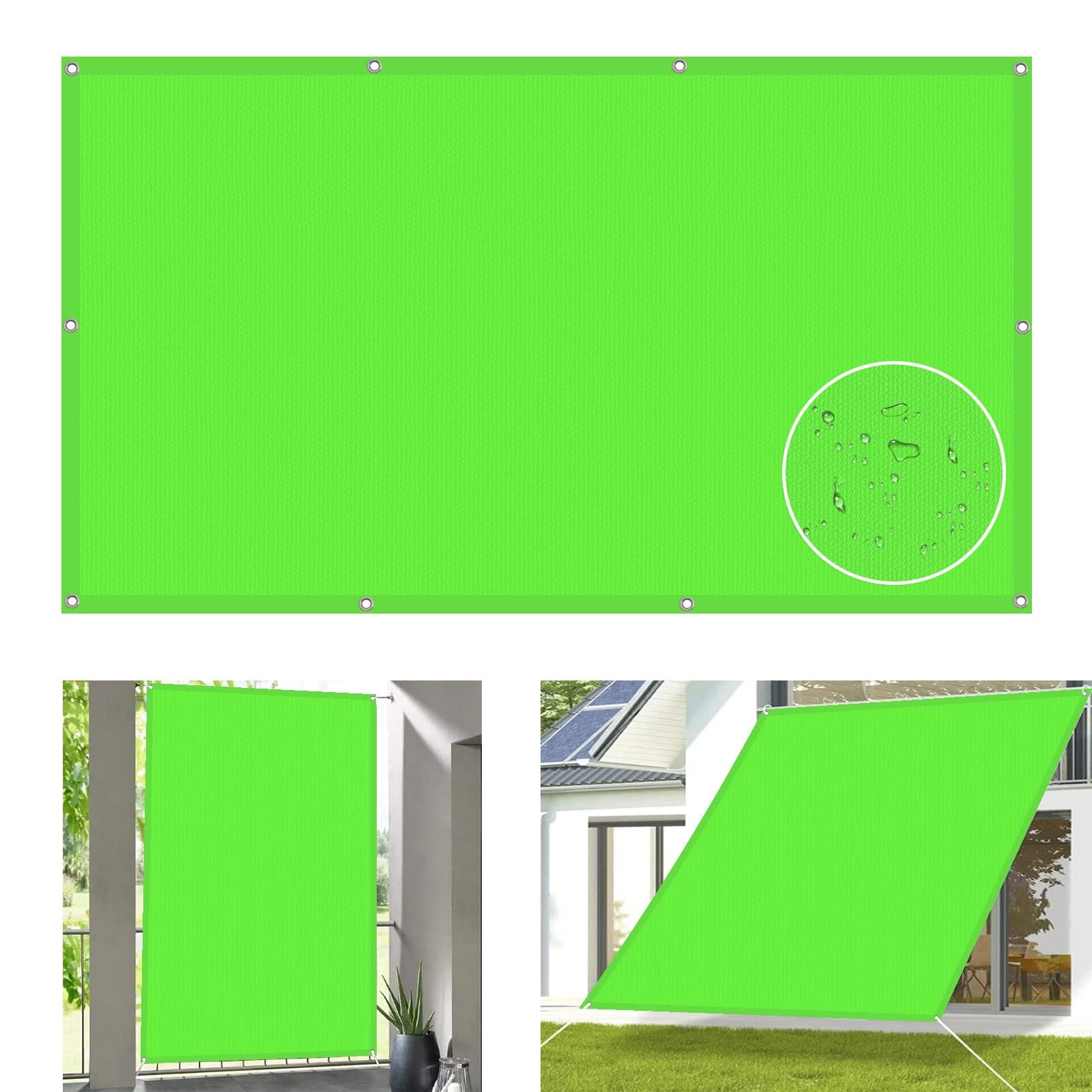 WQPMNYG Waterproof shade sail Premium 3x5.5m Rectangle Sun Shade Sail with 95% UV Block – Includes Fixing Kit and Free Rope – Ideal for Garden Gazebo Pergola Patio – Green