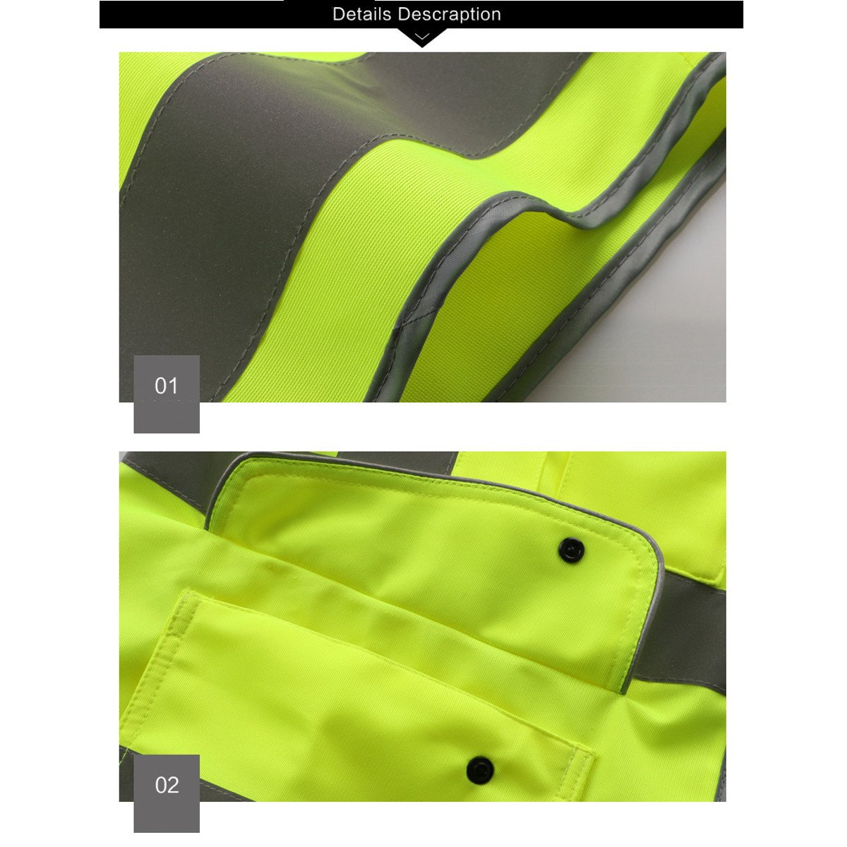 RanDal Vert Unisexe Haute Visibilité Réfléchissant Multi Poches Construction Gilet De Sécurité - M