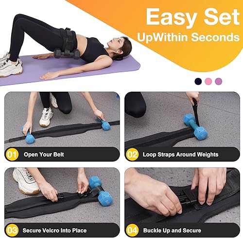 Miniatura 5 de Cinturón de empuje de cadera para mancuernas, pesas rusas, platos, cinturón premium de botín para mujeres/hombres, banda de empuje con acolchado