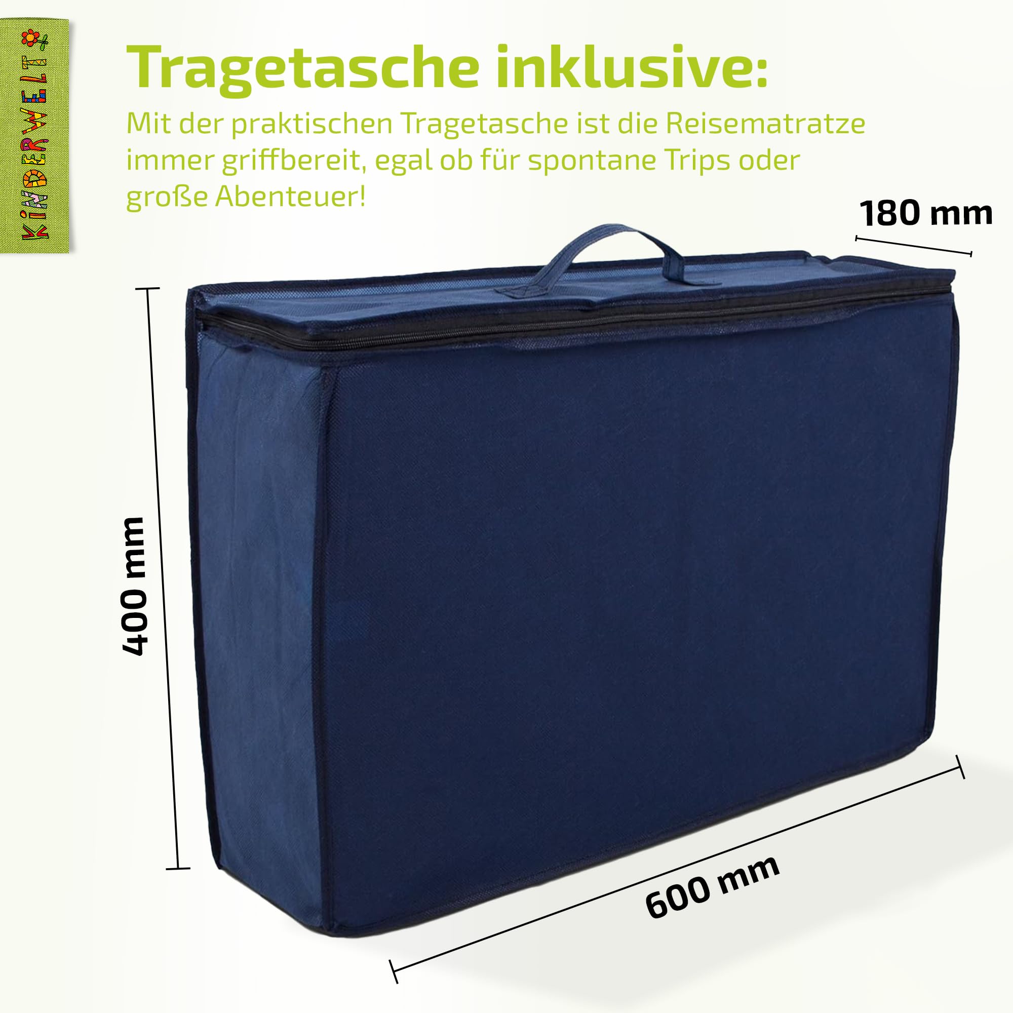 KiNDERWELT Materasso da viaggio per bambini, 120 x 60 cm, rosa, pieghevole, in schiuma fredda di alta qualità, prodotto in Germania