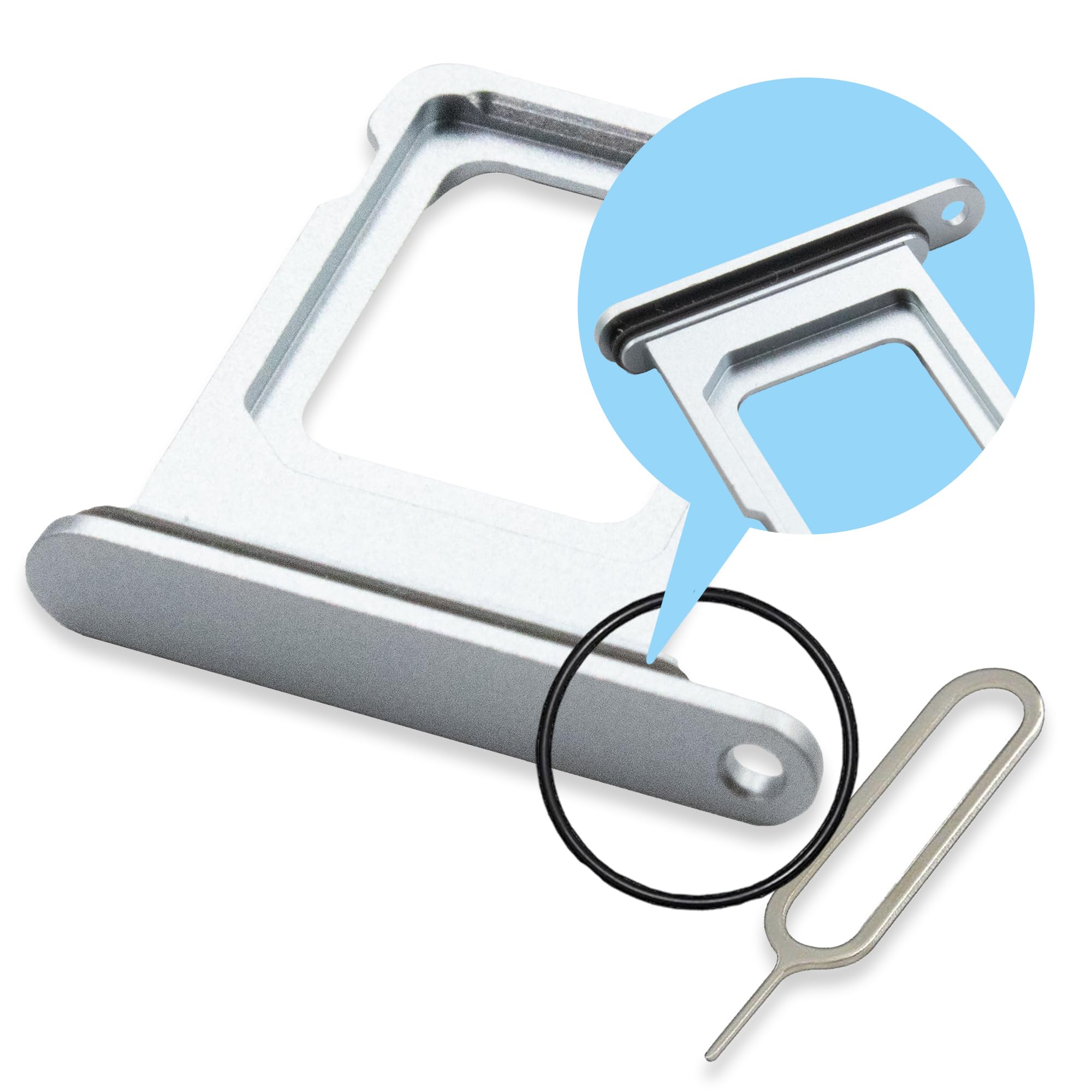 MMOBIEL Vassoio Porta Scheda SIM Compatibile con iPhone 15/15 Plus - Sostituzione Supporto Scheda SIM - Porta SIM – incl. Estrattore SIM e Anello di Gomma Impermeabile - Blu