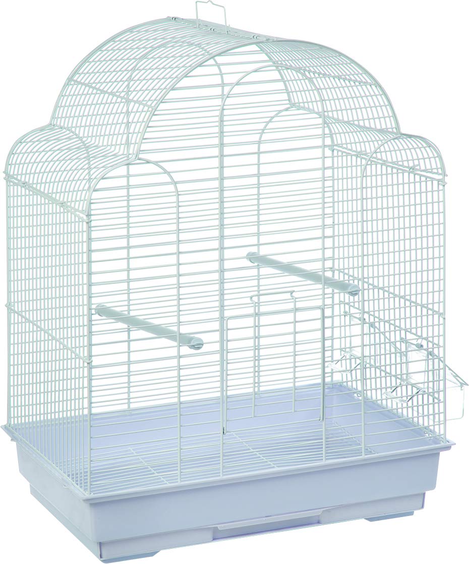 Flamingo Vogelkäfig – Voliere Vögel – Sittichkäfig Bali Weiß – 42×30×57,5 cm – 2 Sitzstangen & 2 Näpfe, Frontklappe, Kunststoff-Schublade, pulverbeschichtet