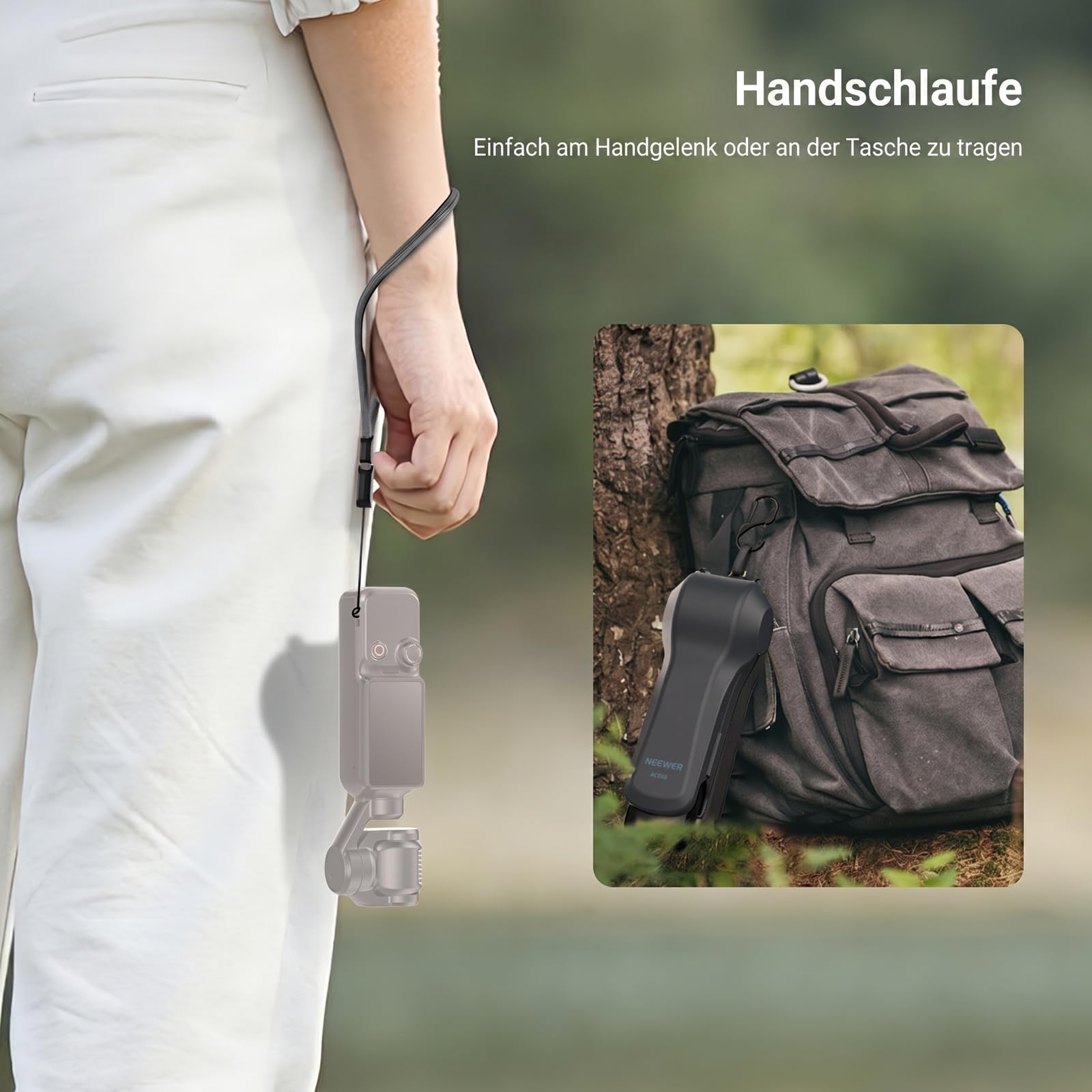 NEEWER Schutzhülle kompatibel mit DJI Osmo Pocket 4/3 & Xtra Muse, Reiseschutzhülle für Action Kamera Zubehör mit Filterfächern & Handgelenkband, AC088 (Dunkelgrau)
