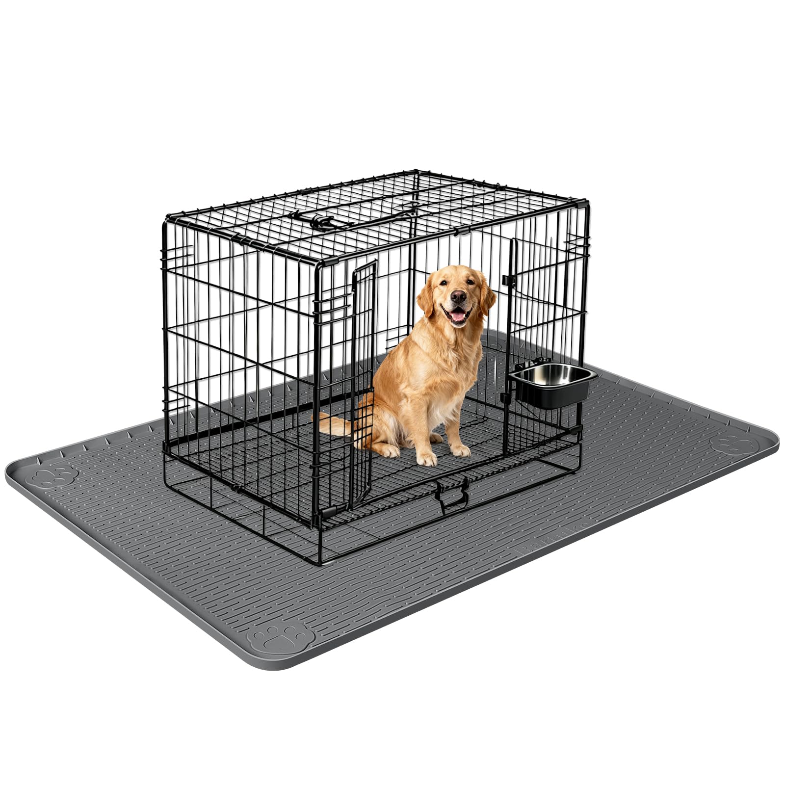 Bartuke Silicone Dog Bed Mat, 50"x 35" Crate Mat for Dog Cages, Kennel Mat with Raised Edge, Washable, Waterproof, Leakproof, Protect Floors (Dark Grey) โ image 1