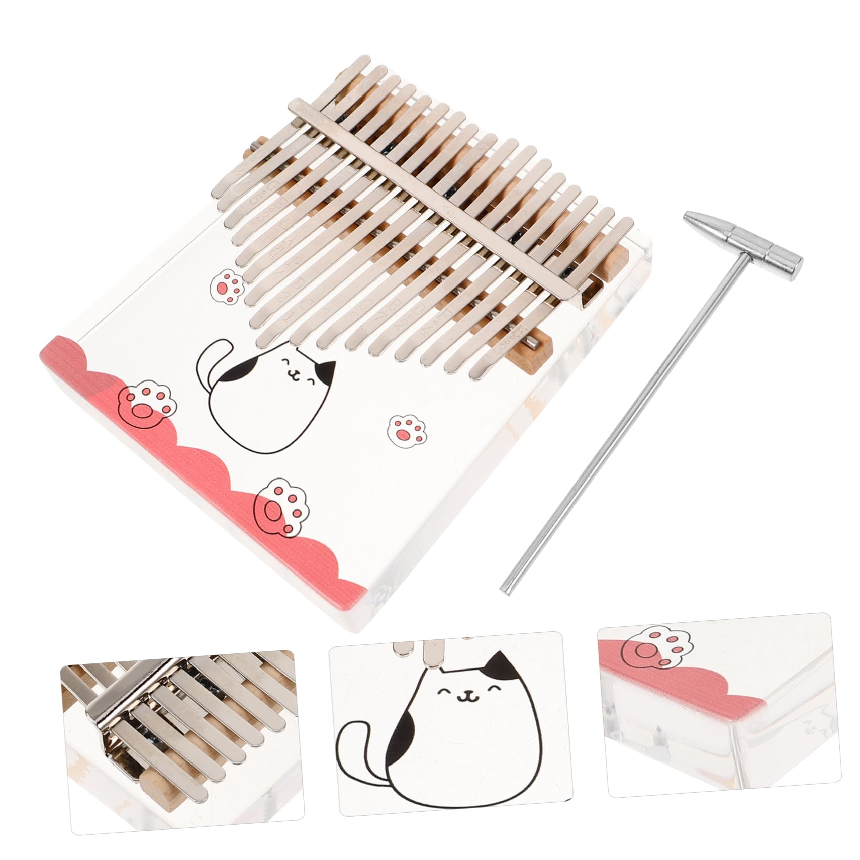 Kalimba 17 Touches en Acrylique, Piano à Pouces Cartonné | Finition Transparente Élégante, Format Portable, pour Musiciens et Débutants, Acier Inclus