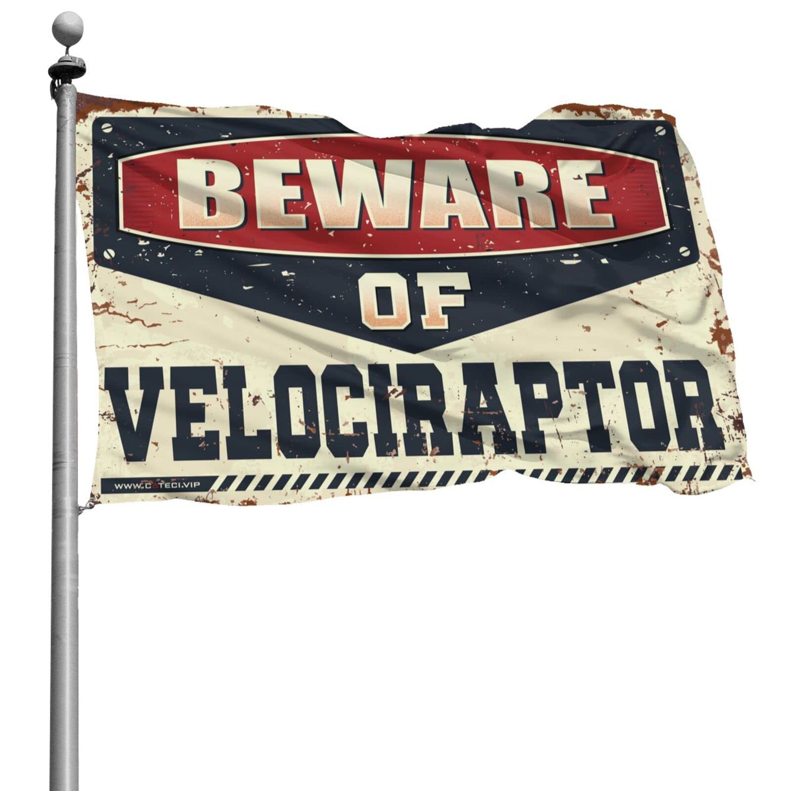 Drapeaux pour chambre Beware of Velociraptor 152x244 cm grand format