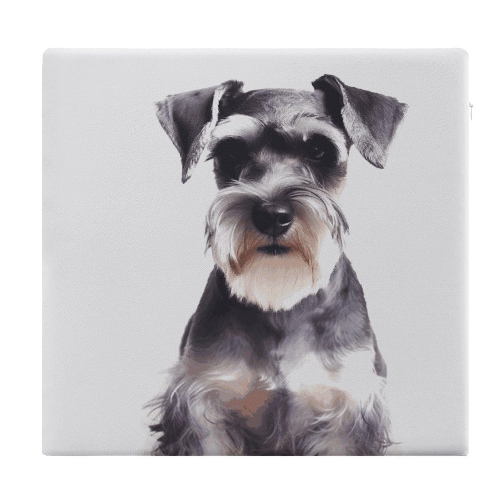 JTREHY Well-Behaved Schnauzer Chair Cushions Non-Slip Bar Stool Cushions Ultra Soft Warm Memory Foam Meditation Cushion Removable Large Square Seat Cushions for Dining Chair 15x14In