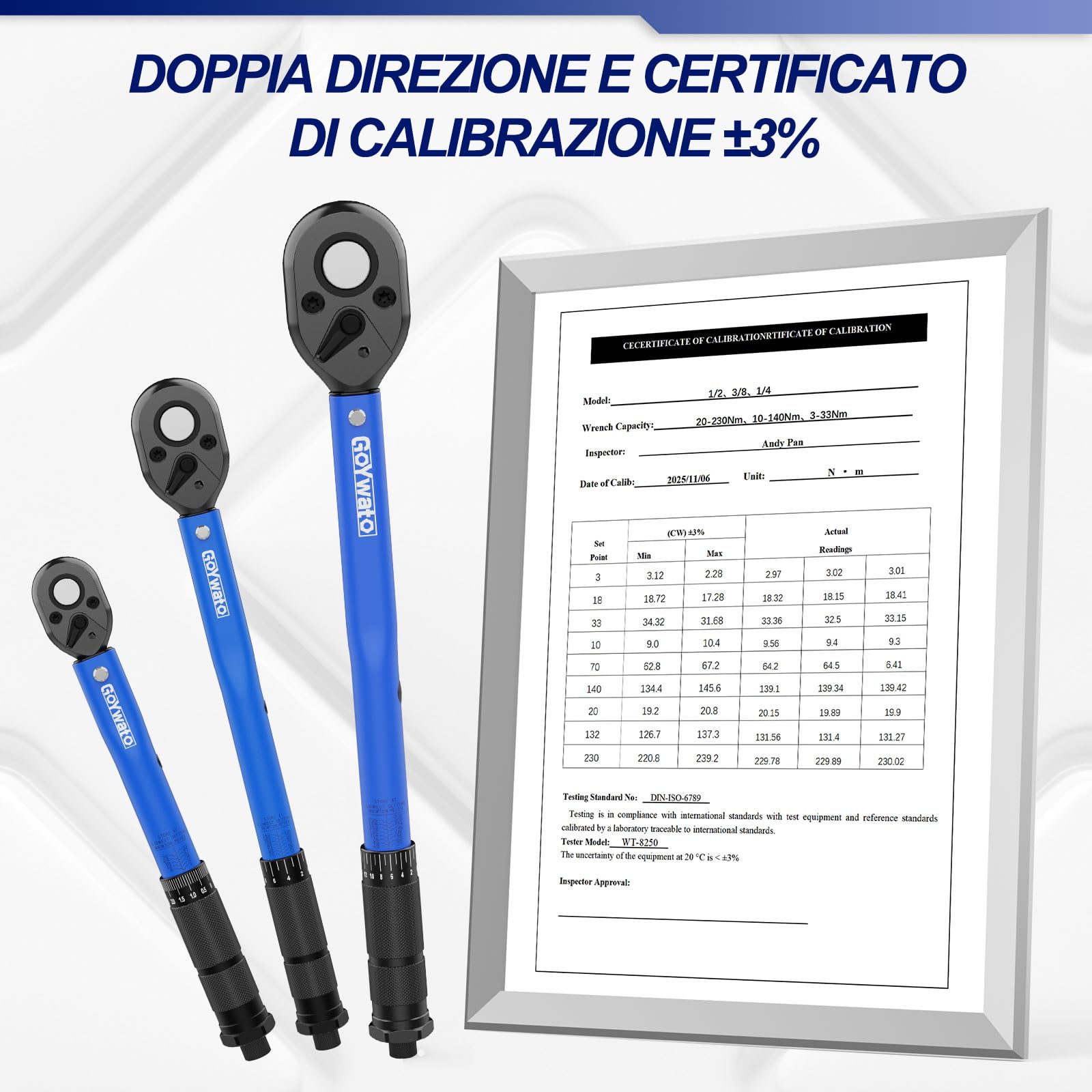 35-Pcs Kit di Chiave Dinamometrica con 1/4" 3/8" 1/2" Dinamometrica | Set di Chiavi Dinamometriche con ±3% Precisione, Doppia Scala, 32 CR-V Accessori, Valigetta, per Auto Bici Moto Camion