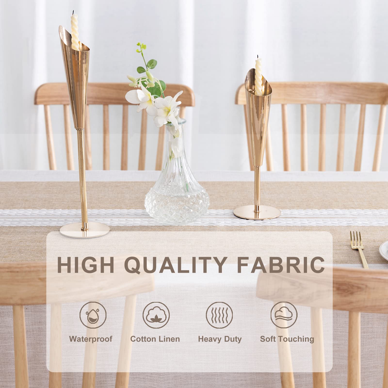 SUNBEAUTY Tovaglia Tavolo Rettangolare Antimacchia Cotone Lino Tovaglie Rettangolari Eleganti Copritavolo 140x200 cm Table Cloth Decorazione Tavola da Pranzo Cucina