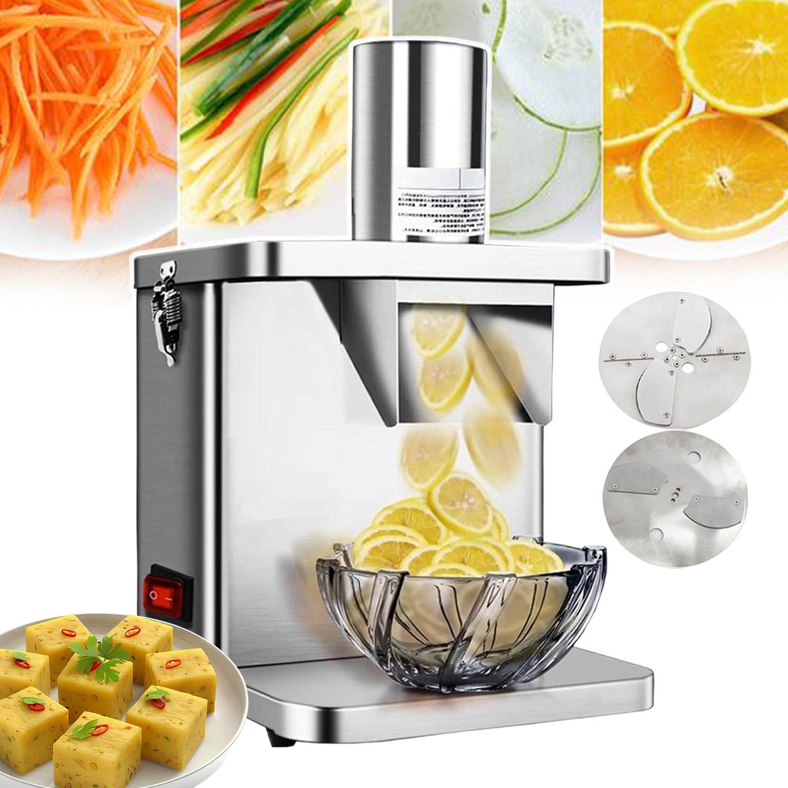 ZTCHSENZT Electric Vegetable Chopper and Spiralizer - Stainless Steel Multi-Function Cutter for Dicing, Slicing, and Shredding
