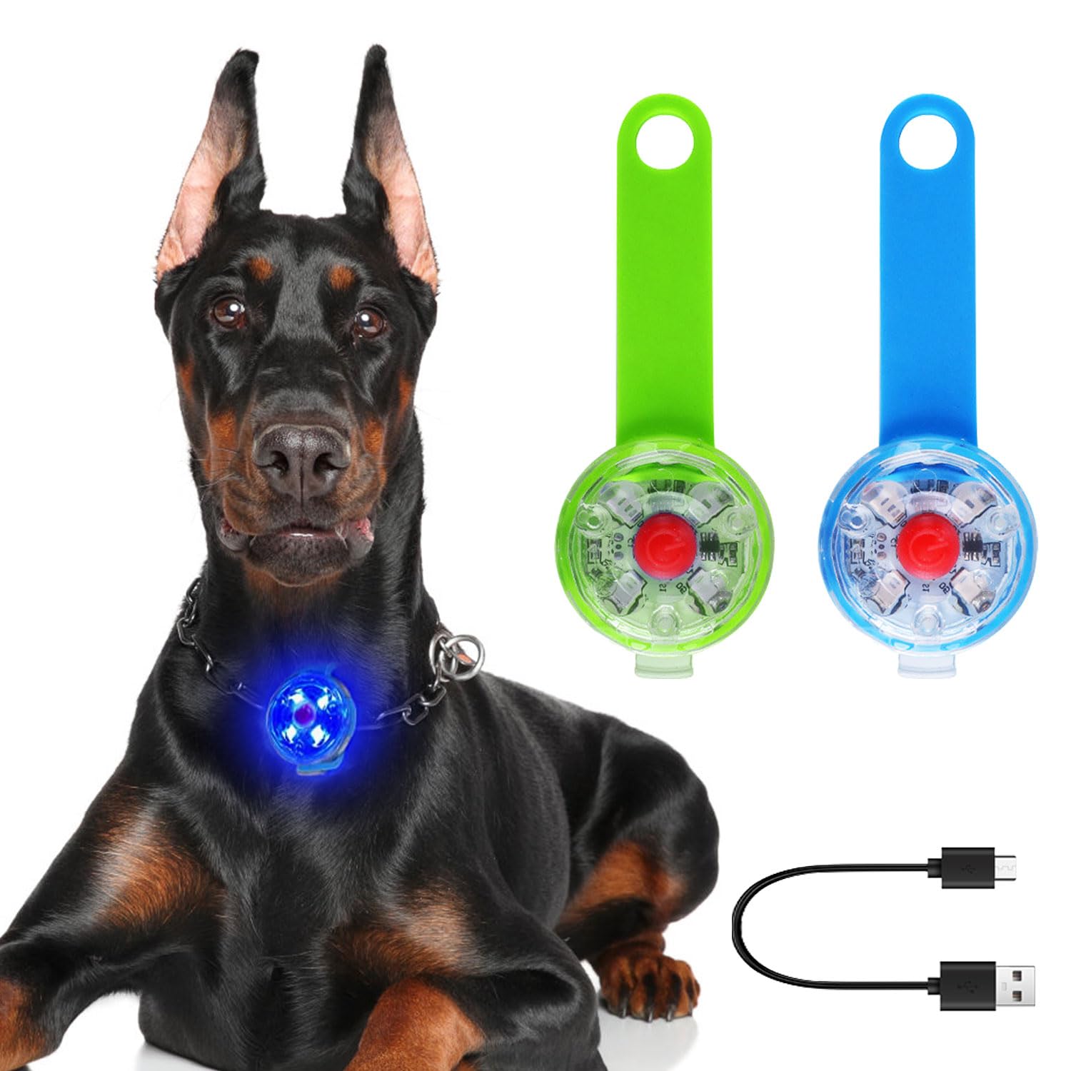 2 luces de seguridad para mascotas, recargable por USB, luz LED intermitente para perros, gatos, 3 modos de parpadeo, impermeable, seguridad para mascotas