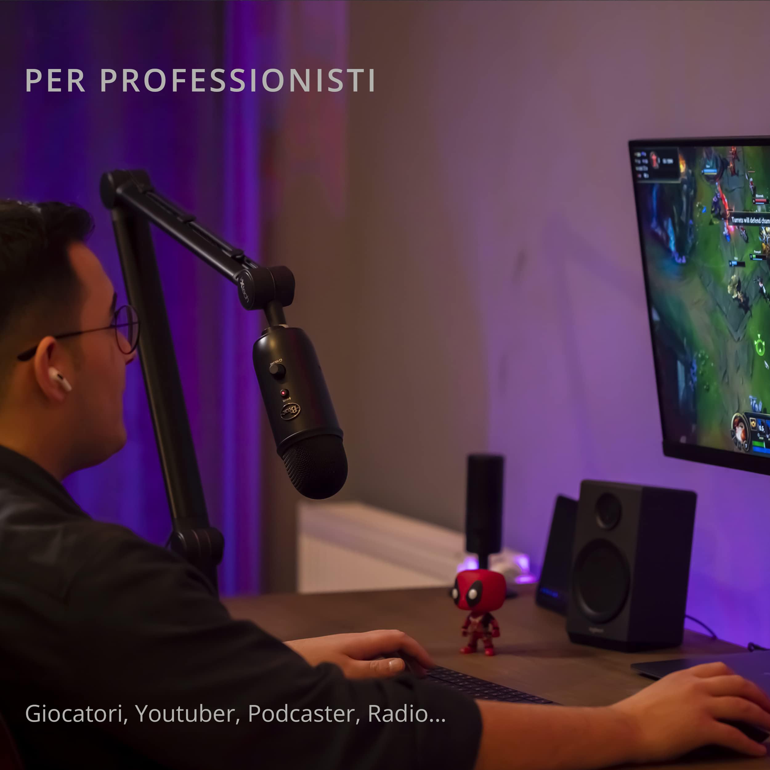 IXTECH Braccio per microfono con supporto da scrivania, montaggio a forbice girevole a 360°, regolabile e pieghevole per podcast, videogiochi, radio e audio da studio, robusto e universale
