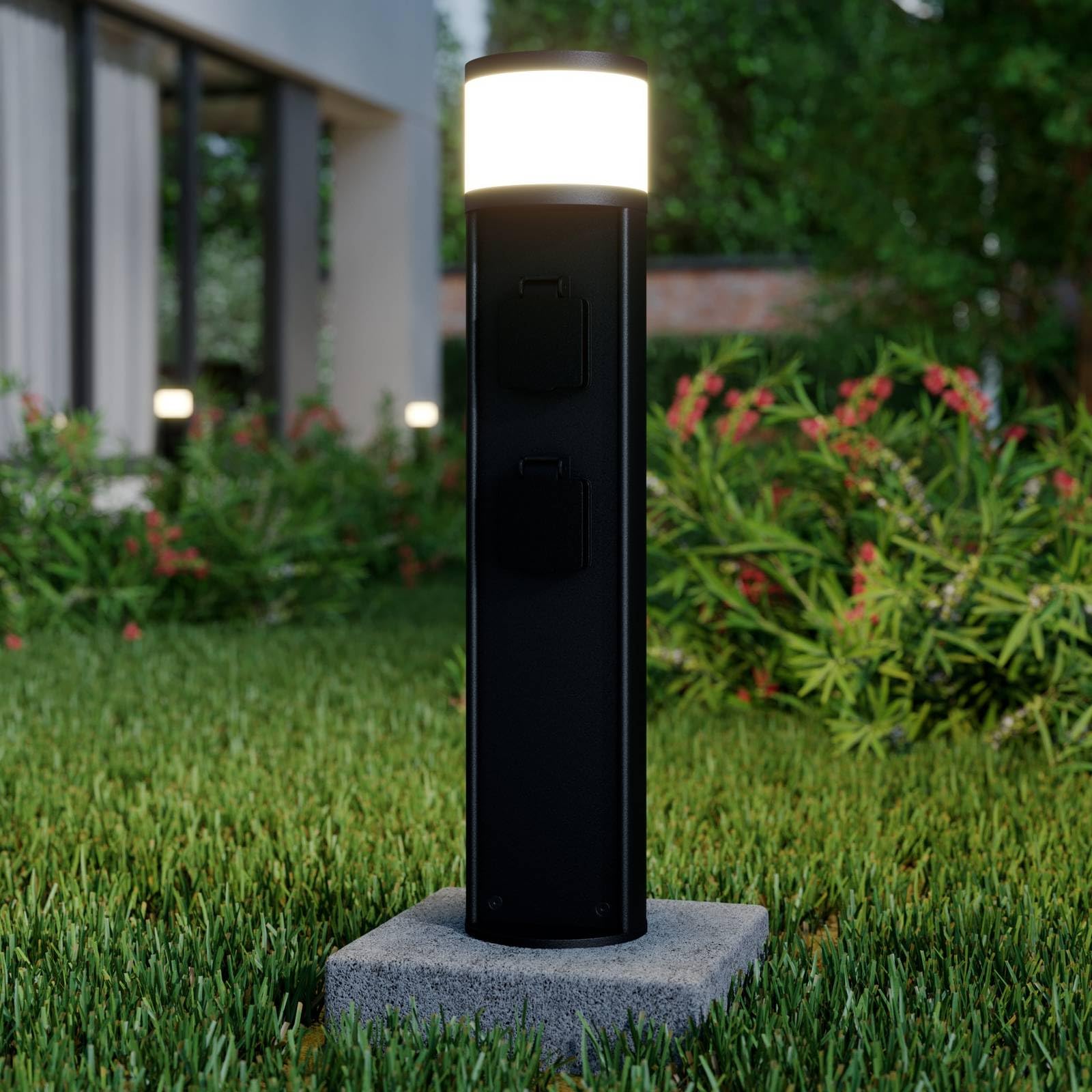 Lucande Luminaire extérieur Corban à intensité variable en Gris Aluminium (1 lampe,à G9), Borne lumineuse, borne luminaire pour socle