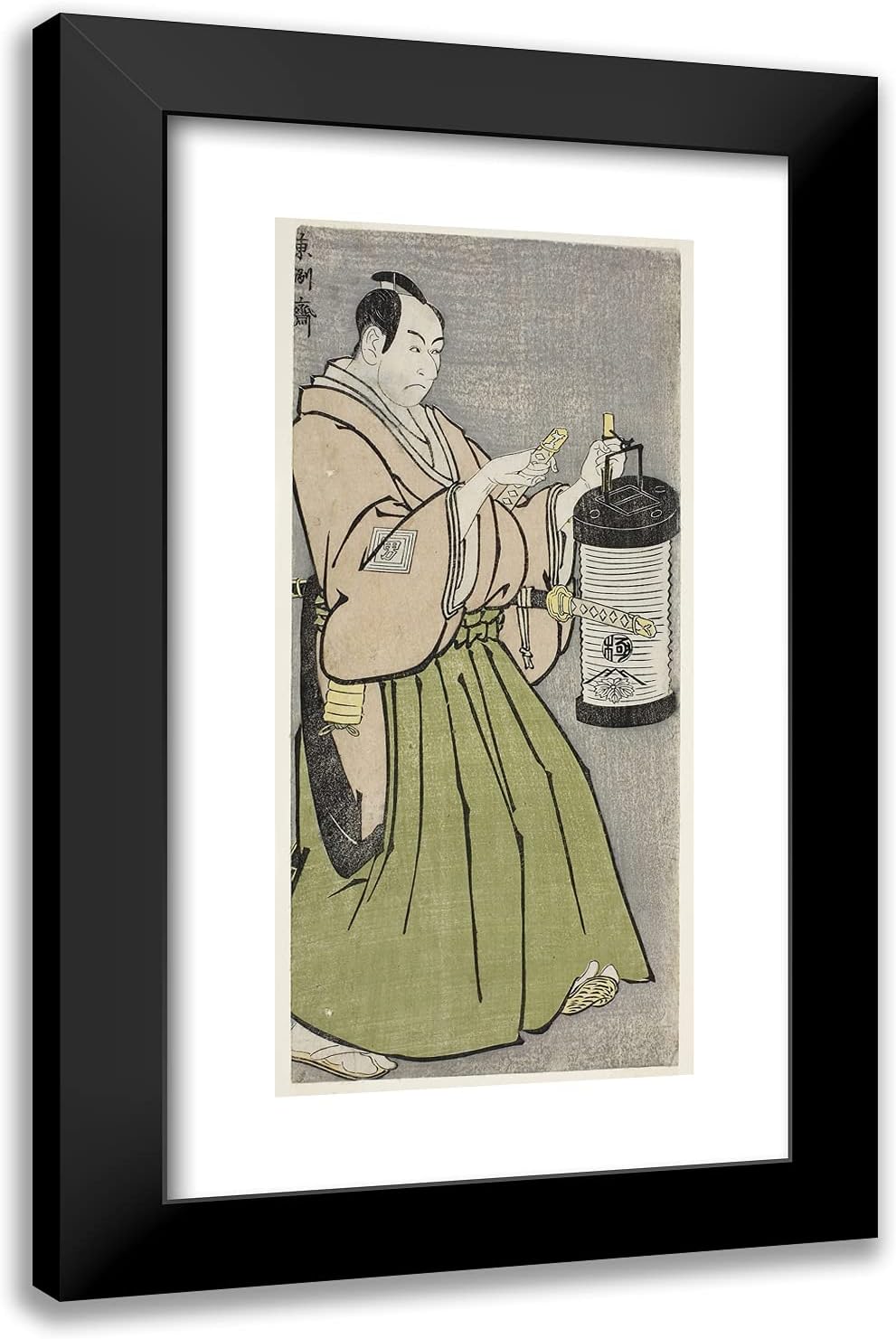 ArtDirect Toshusai Sharaku 15x24 Black Modern Framed and Double Matted Art Print Titled The Actor Ichikawa Omezo I as Tomita Hyotaro (Shodai Ichikawa Omezo no Tomita Hyotaro)
