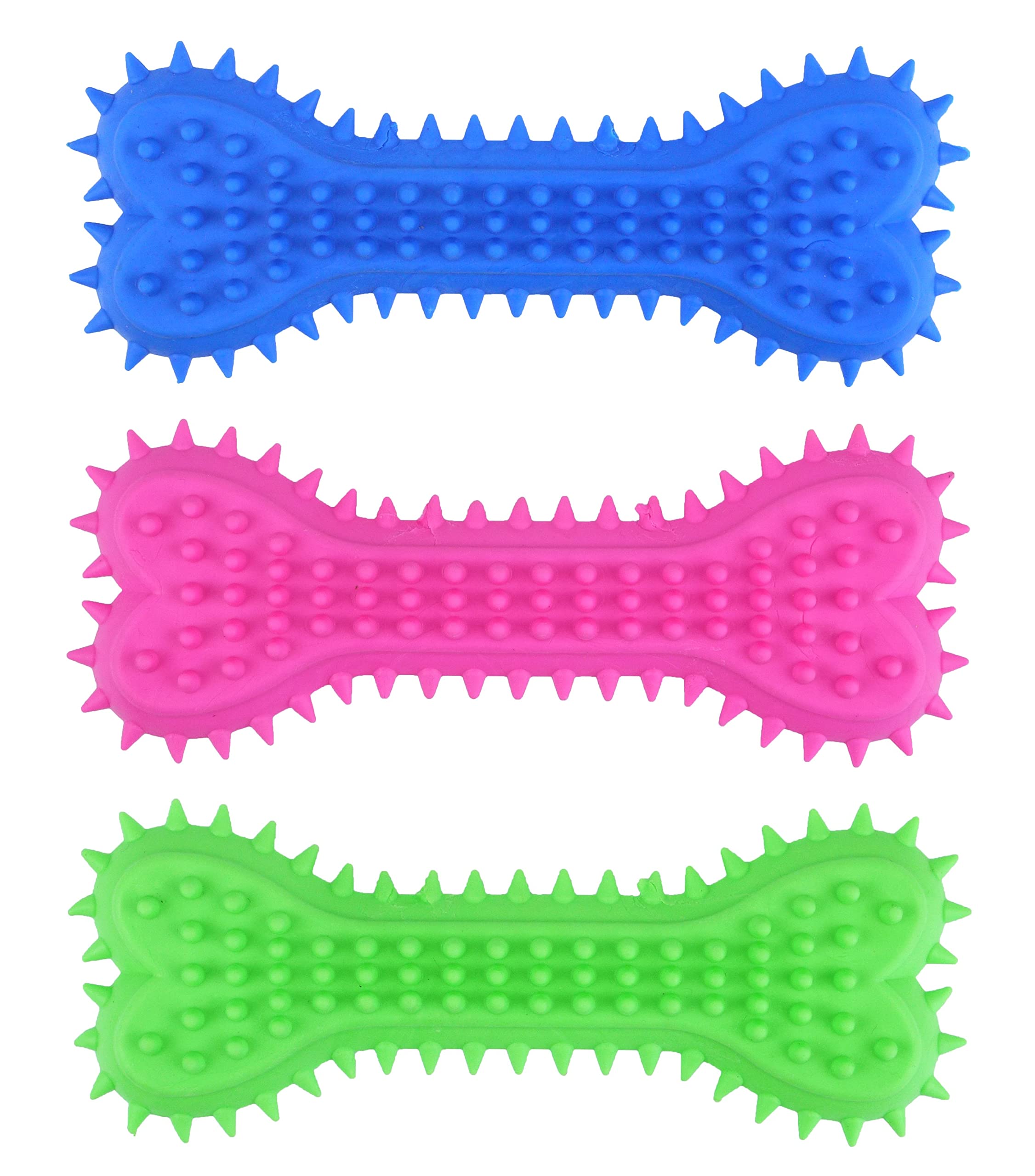 HENBRANDT Single Dog Bone Chew Toy 15cm Durable Rubber Bone Teething Toy for Dogs 3 Assorted Colours Chewy Bone for Dental Health Stress Relief and Oral Stimulation Dog Toys and Accessories