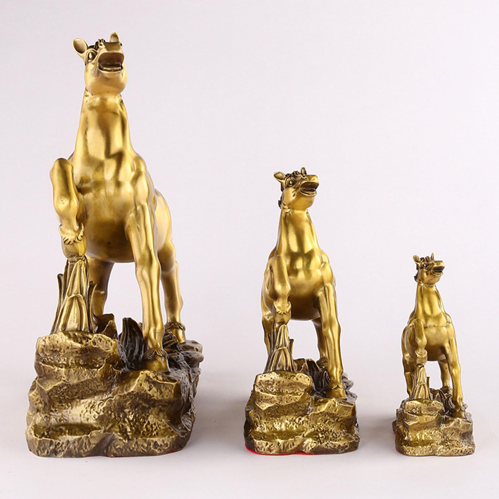Pomnik mosiężnych koni, rzeźba galopującego konia Feng Shui, figurka Valiant Steeds na sukces i dobrobyt, dekoracje do domowego biura w stylu vintage, idealny prezent dla biznesu,M
