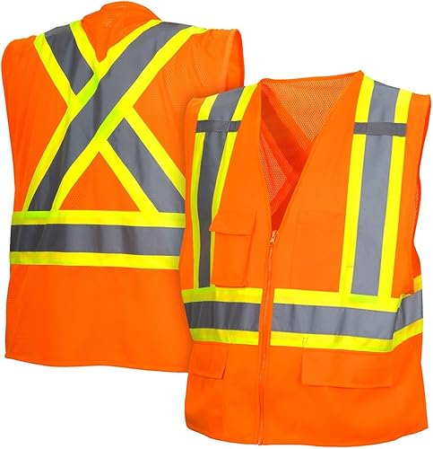 Vista 6 de Pyramex Safety RCZ2410X3 RCZ24 - Chaleco de alta visibilidad con cinta reflectante en contraste, talla 3XL Lima