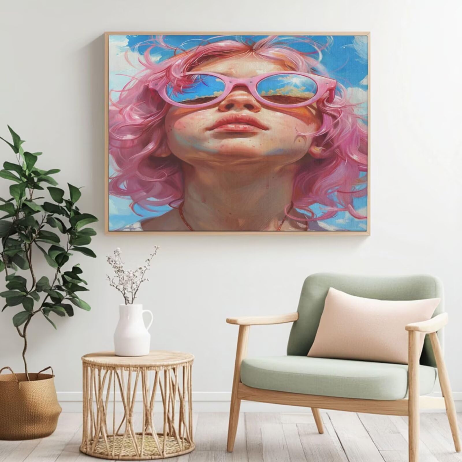 Kit per pittura con numeri per adulti, principessa, ragazza, pittura con numeri per principianti, pittura acrilica con 6 pennelli, pittura ad olio per decorazione da parete (100 x 75 cm, senza