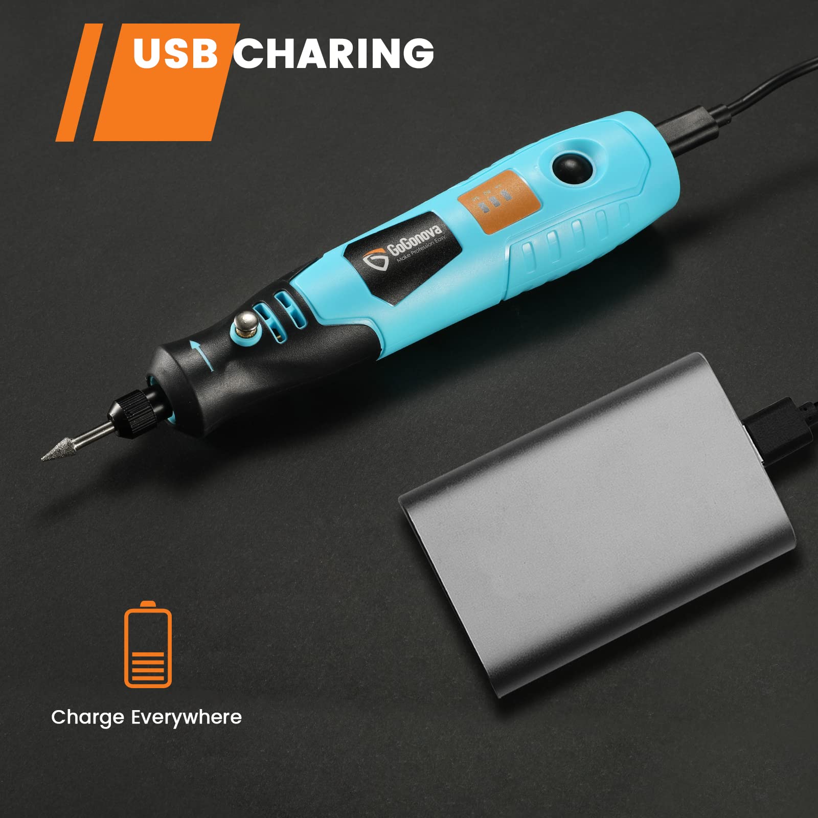 4V Cordless Rotary Tool, GoGonova 3Speeds 18000 RPM