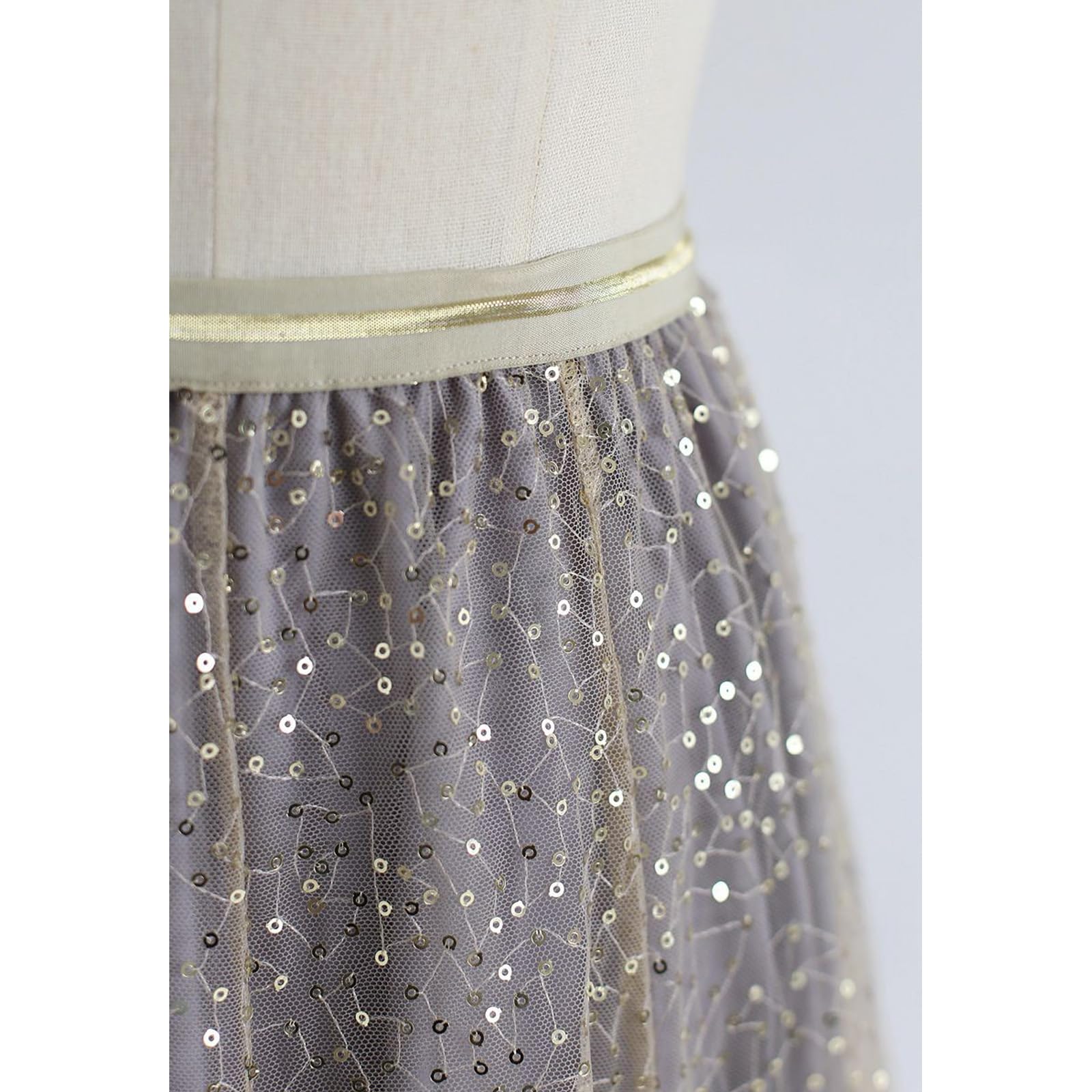 CHICWISH Faldas de tul con lentejuelas para mujer, cintura elástica, plisada, falda midi con capas brillantes, faldas tutú de hadas