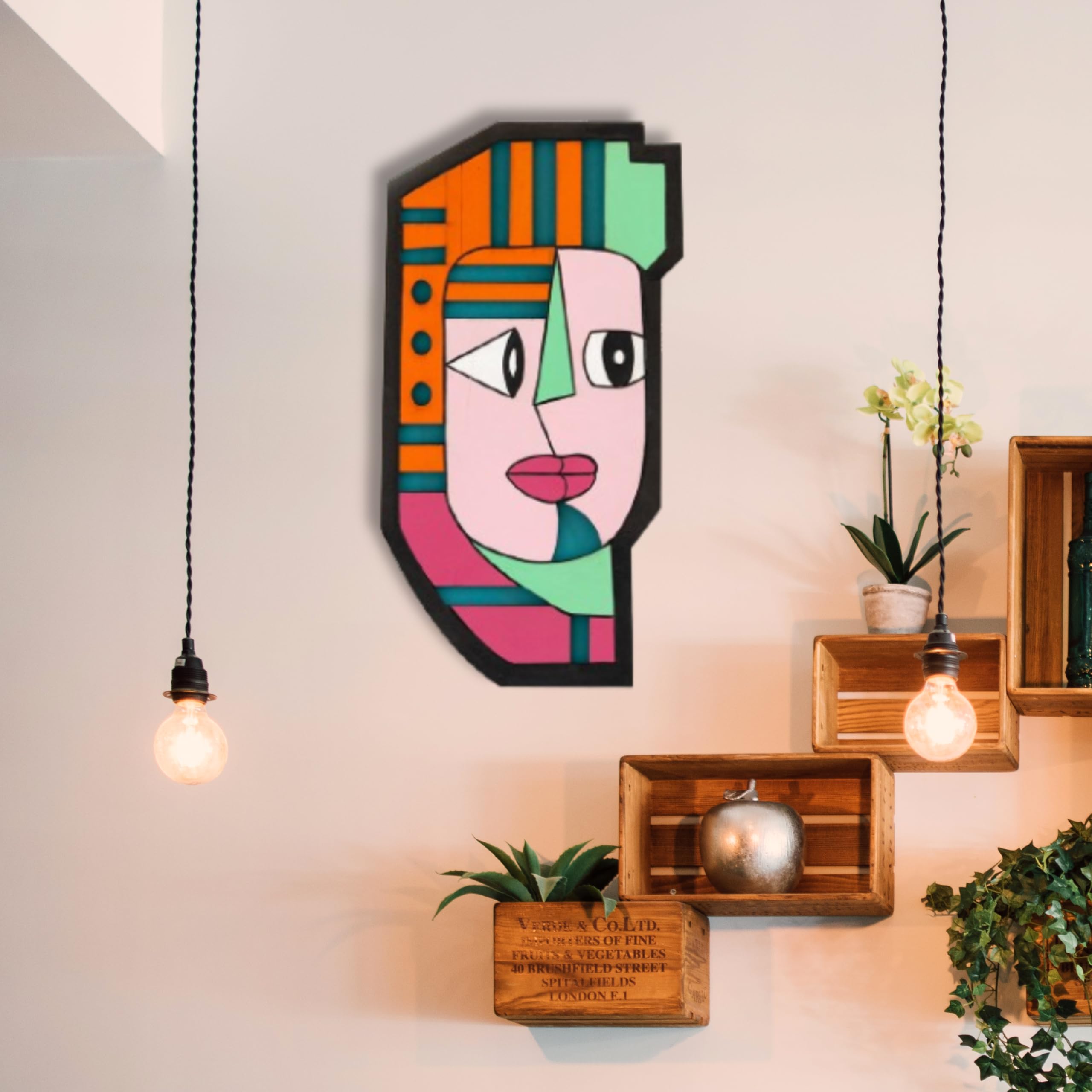 APS ART PLUS STORE Wooden 2 Layer 3D Afrivan Tribal Face Wall Sculpture For Wall Decor Stylish, Unique Designer Wall Sculpture For Decor