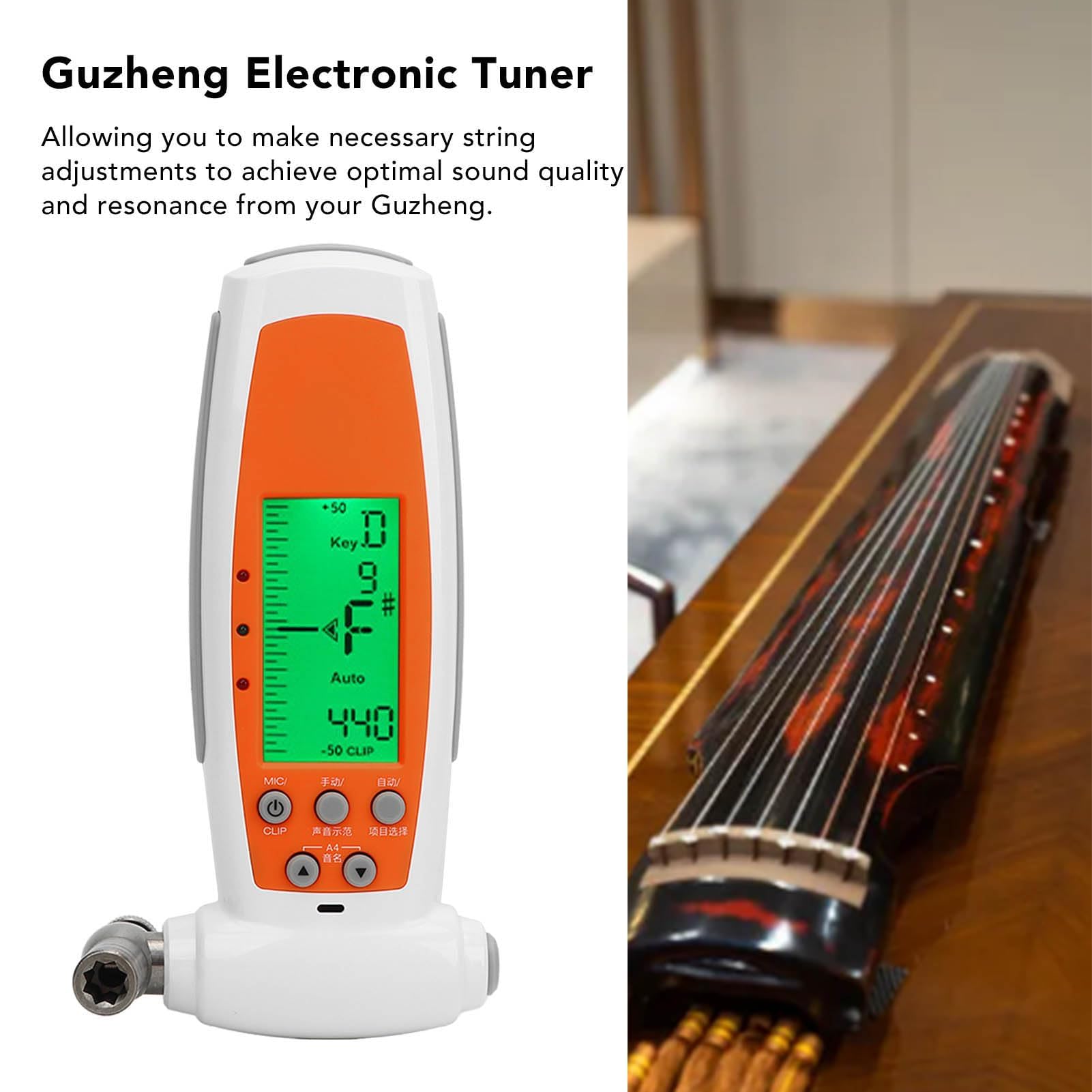 VGEBY Sintonizador Electrónico de Cítara, Llave Sensible, Llave de Afinación de Pantalla Grande de Alta Precisión, Ajustador de Instrumentos Musicales