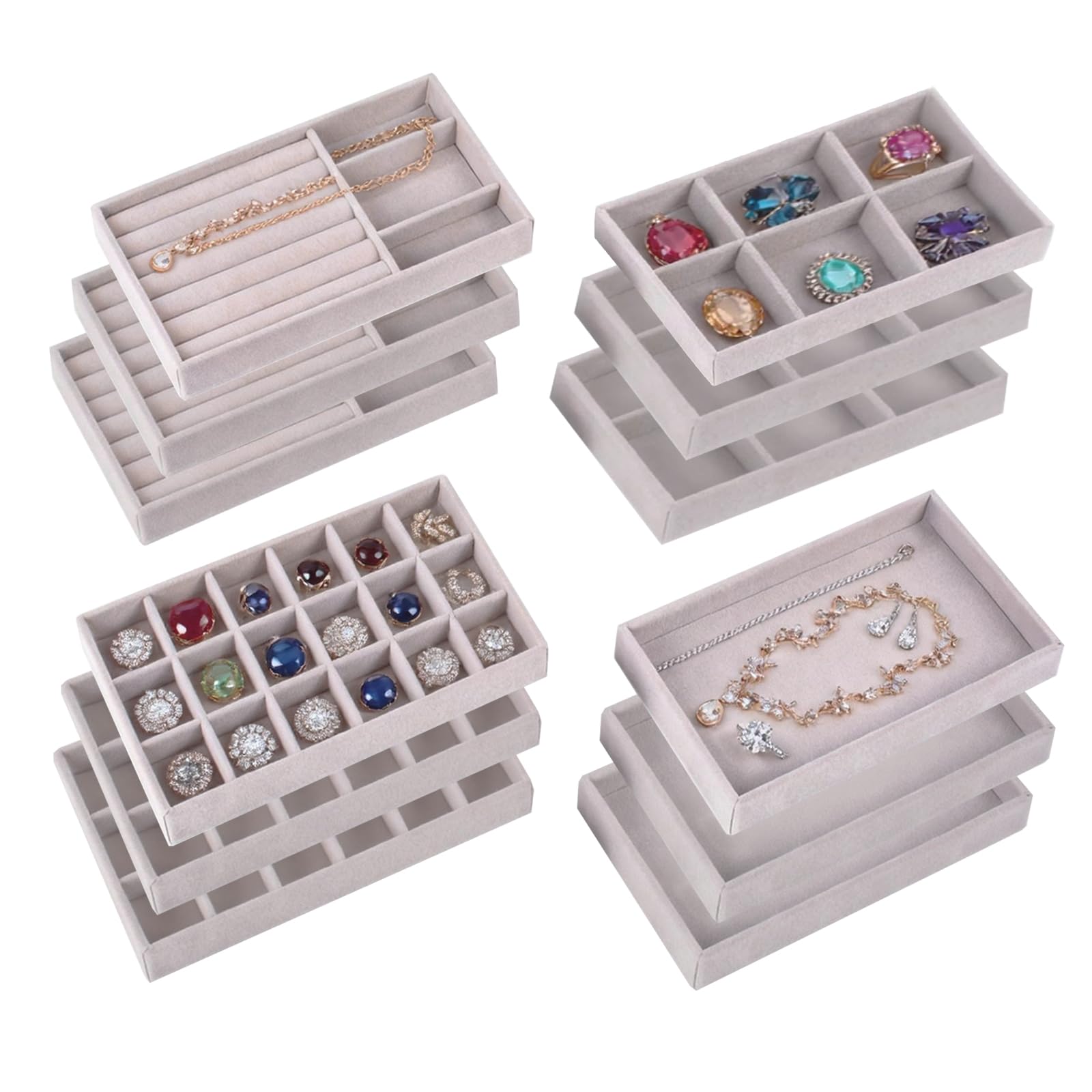 Rangement bijoux velours empilable pour boucles d'oreilles et bracelets